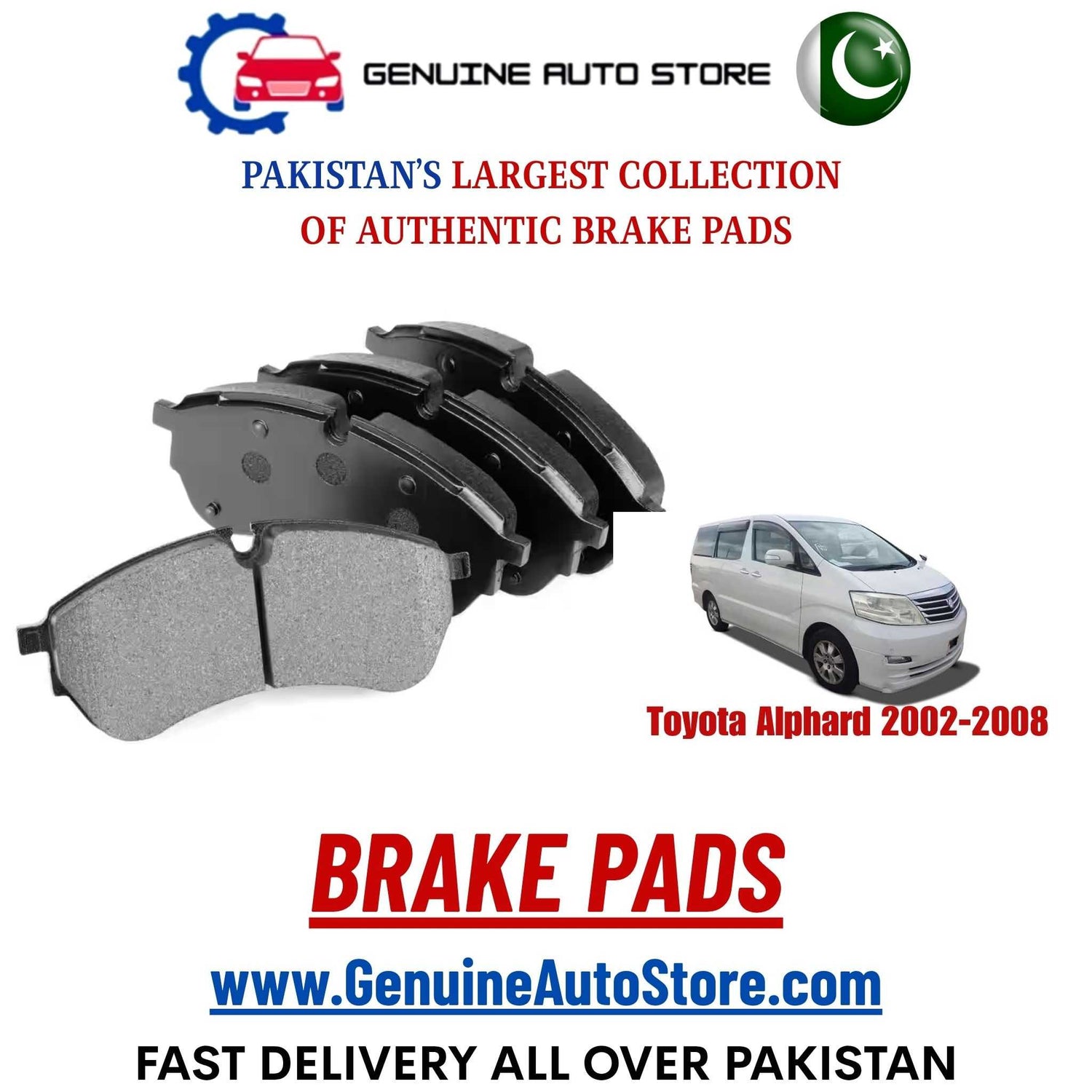 Genuine Toyota Alphard 2002–2008 Brake Pads in Pakistan – Genuine Auto Store
