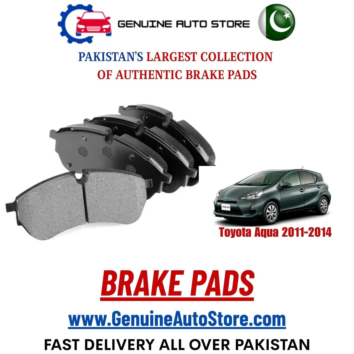 Genuine Toyota Aqua 2011–2014 Brake Pads in Pakistan – Genuine Auto Store