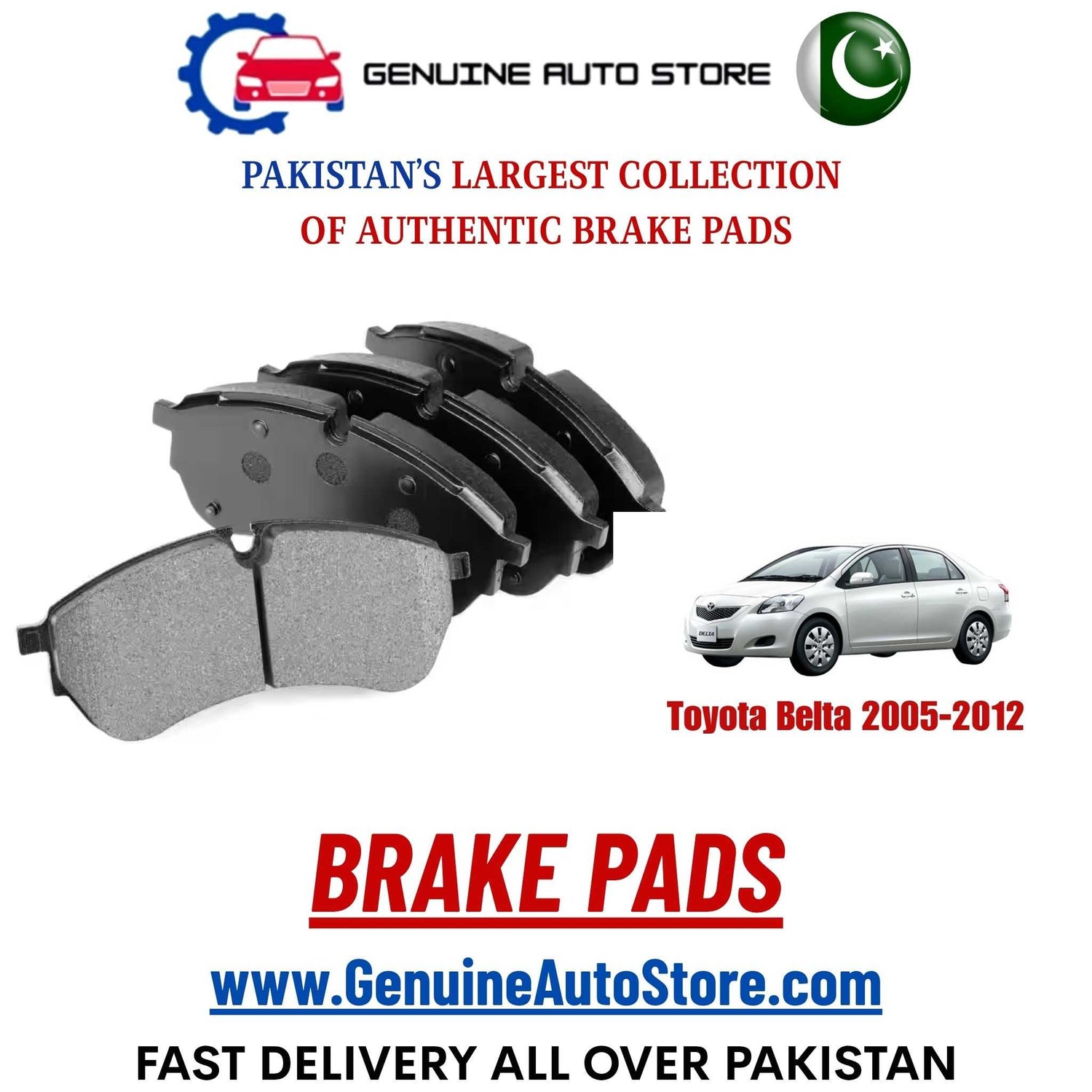 Genuine Toyota Belta 2005–2012 Brake Pads in Pakistan – Genuine Auto Store