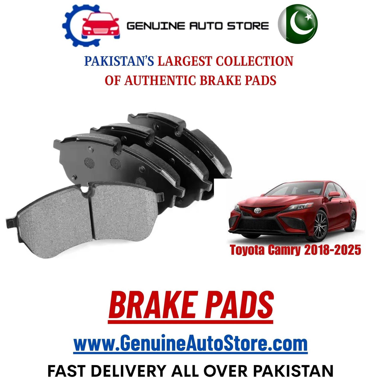 Genuine Toyota Camry 2018–2025 Brake Pads in Pakistan – Genuine Auto Store