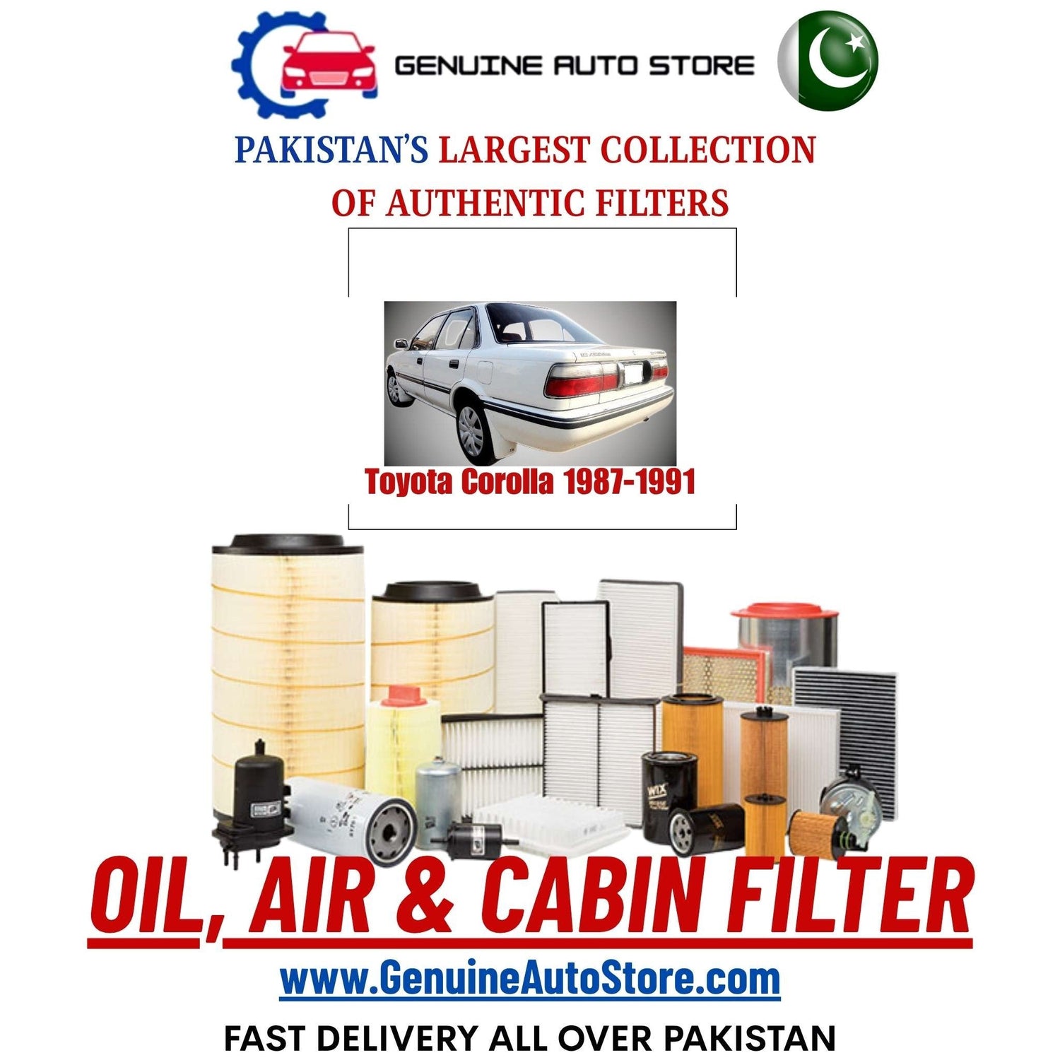 Genuine Toyota Corolla 1987–1991 Filters in Pakistan – Genuine Auto Store