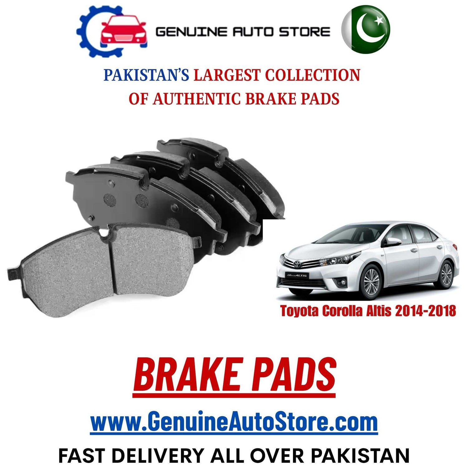 Genuine Toyota Corolla Altis 2014–2018 Brake Pads in Pakistan – Genuine Auto Store