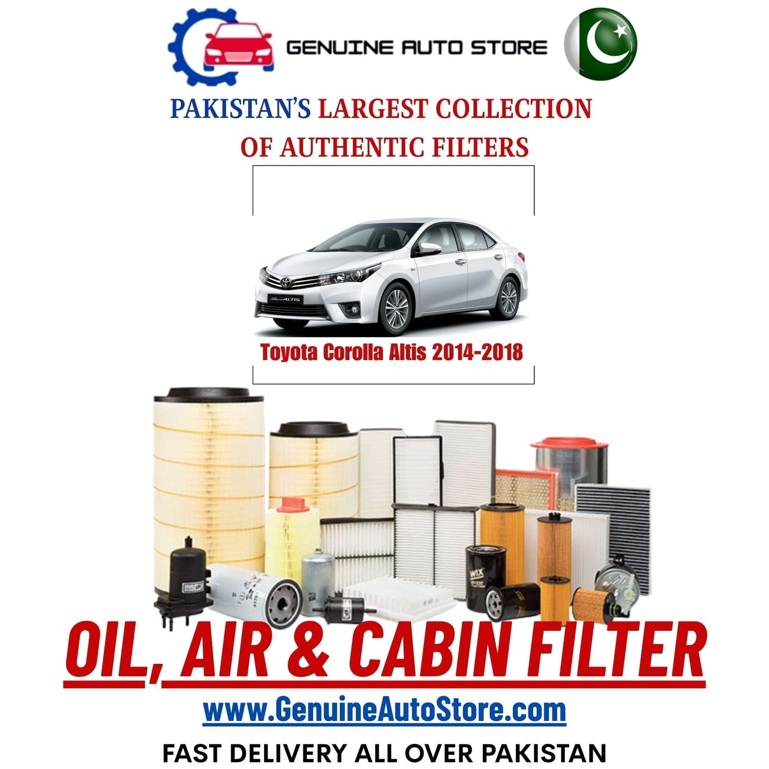 Genuine Toyota Corolla Altis 2014–2018 Filters in Pakistan – Genuine Auto Store