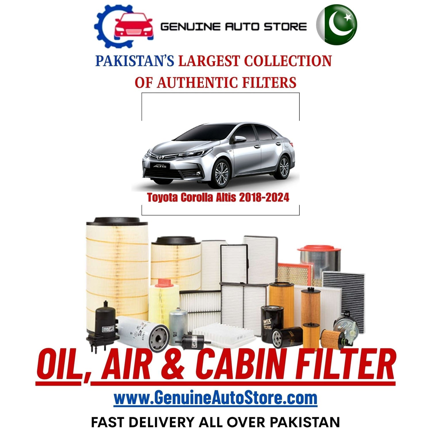 Genuine Toyota Corolla Altis 2018–2024 Filters in Pakistan – Genuine Auto Store