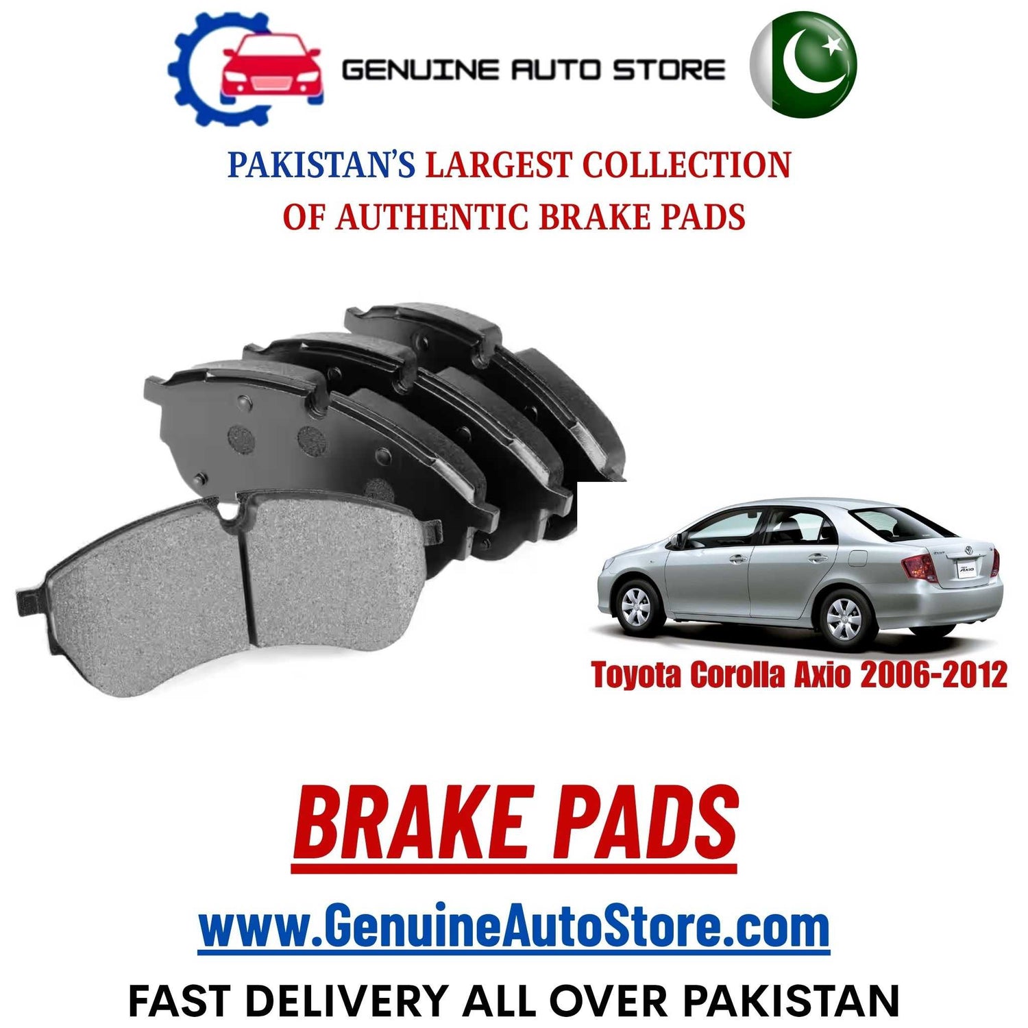 Genuine Toyota Corolla Axio 2006–2012 Brake Pads in Pakistan – Genuine Auto Store