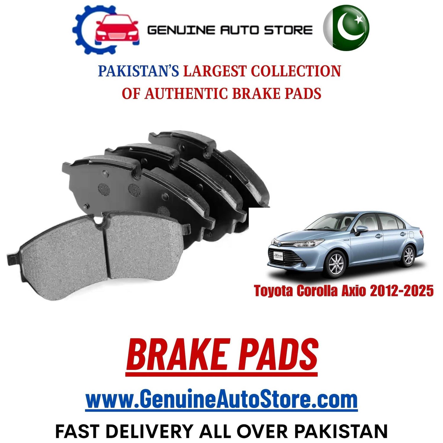 Genuine Toyota Corolla Axio 2012–2025 Brake Pads in Pakistan – Genuine Auto Store