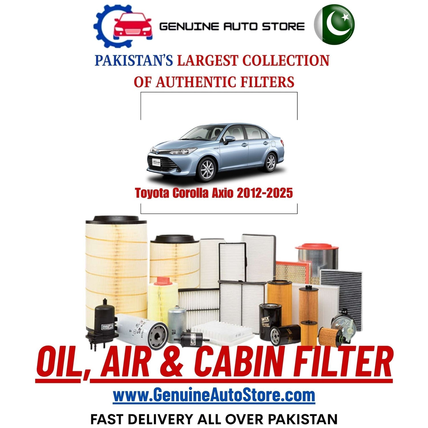 Genuine Toyota Corolla Axio 2012–2025 Filters in Pakistan – Genuine Auto Store