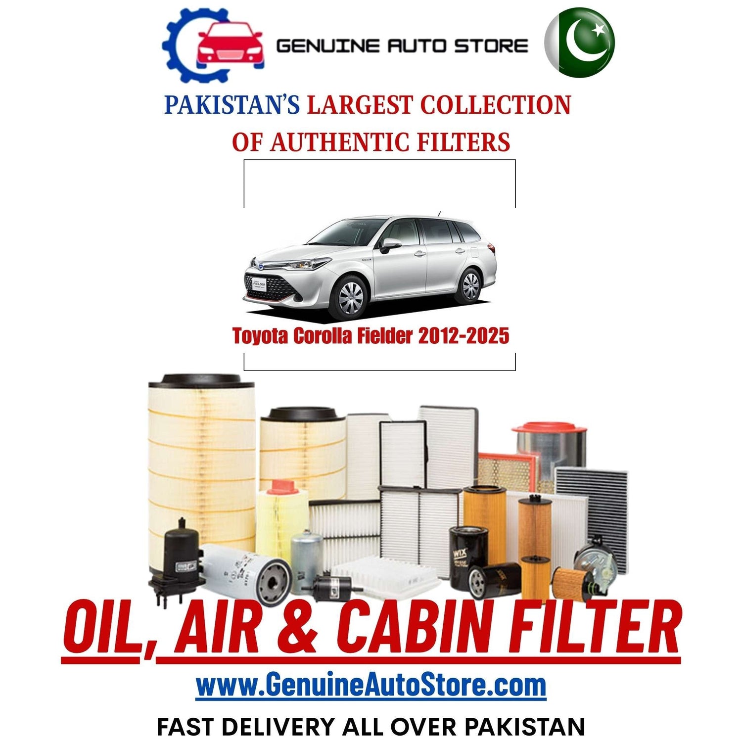 Genuine Toyota Corolla Fielder 2012–2025 Filters in Pakistan – Genuine Auto Store
