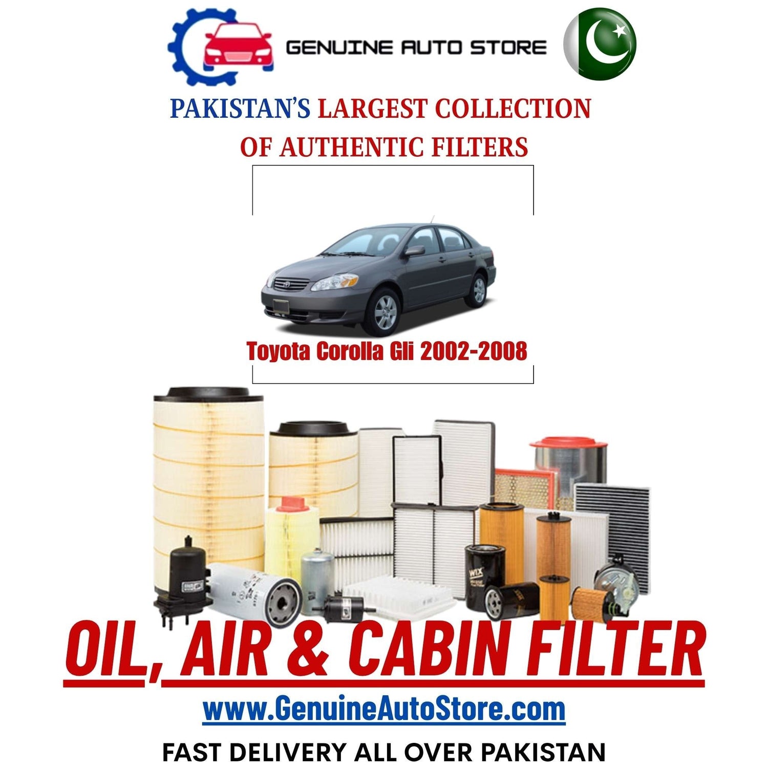 Genuine Toyota Corolla Gli 2002–2008 Filters in Pakistan – Genuine Auto Store