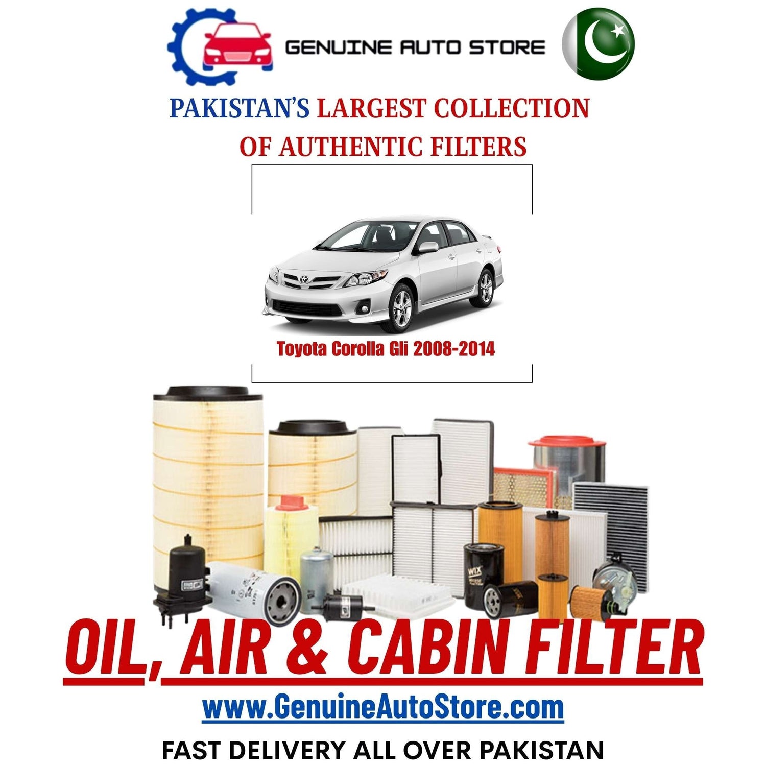Genuine Toyota Corolla Gli 2008–2014 Filters in Pakistan – Genuine Auto Store