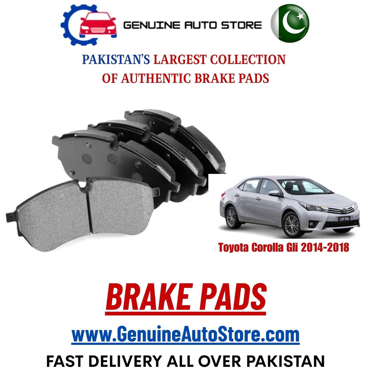 Genuine Toyota Corolla Gli 2014–2018 Brake Pads in Pakistan – Genuine Auto Store