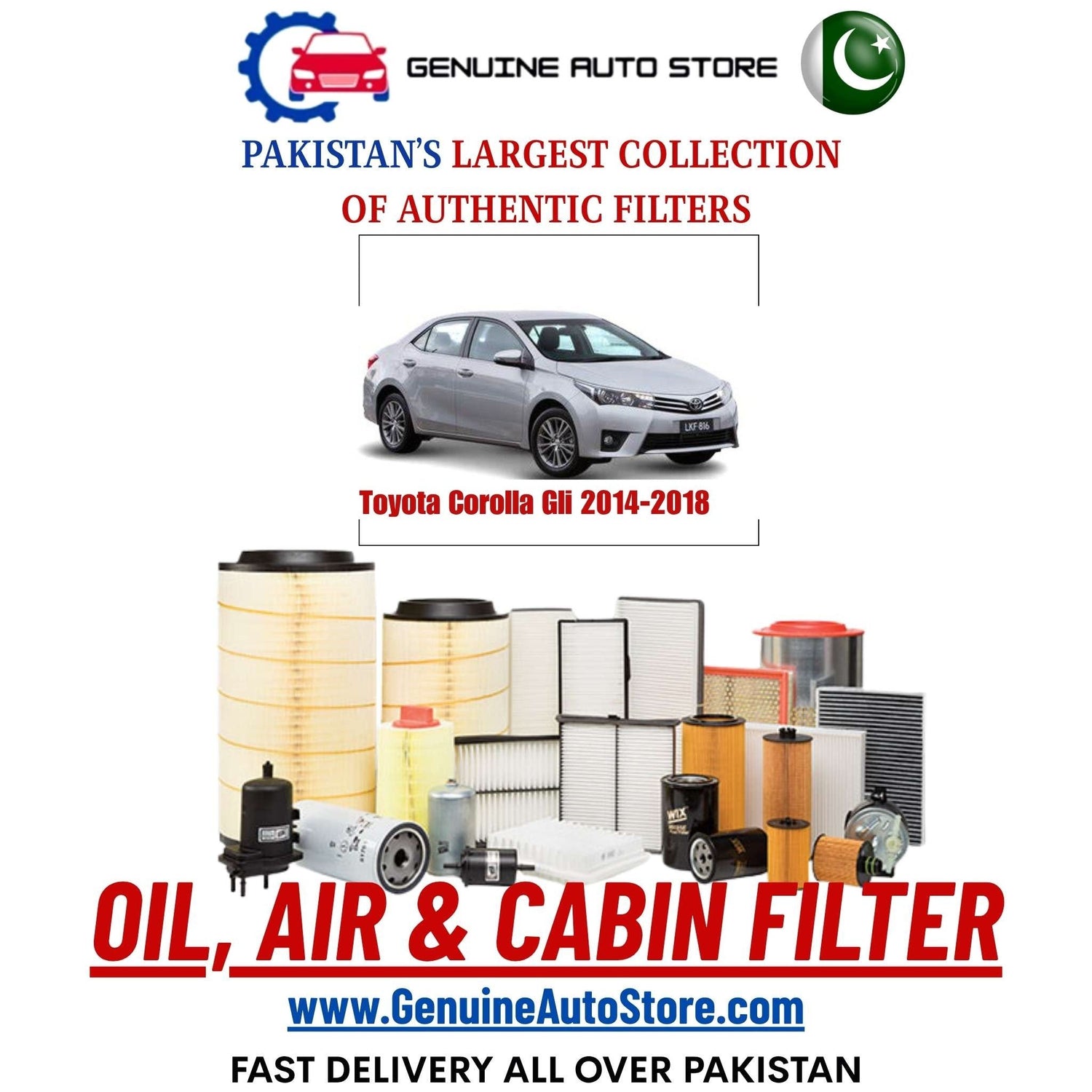 Genuine Toyota Corolla Gli 2014–2018 Filters in Pakistan – Genuine Auto Store