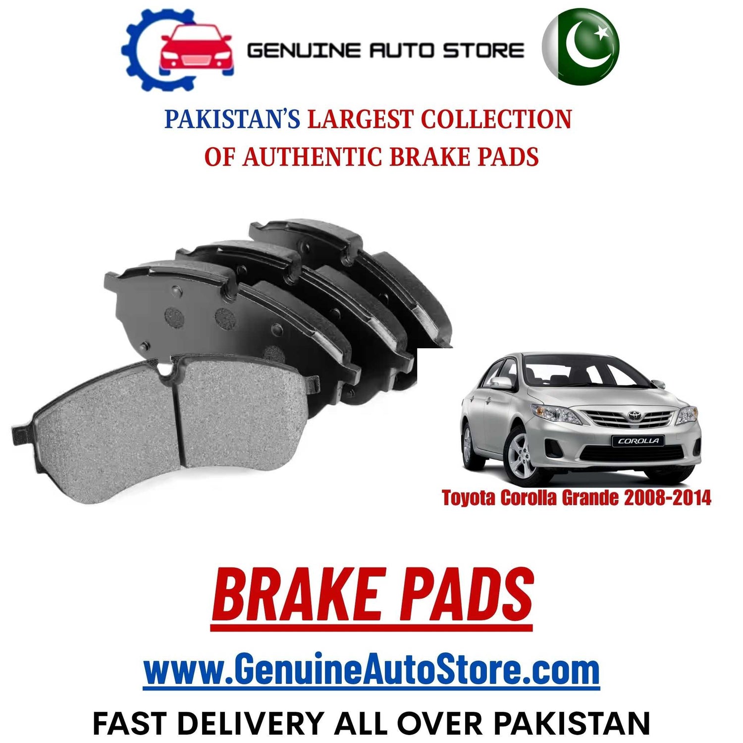 Genuine Toyota Corolla Grande 2008–2014 Brake Pads in Pakistan – Genuine Auto Store
