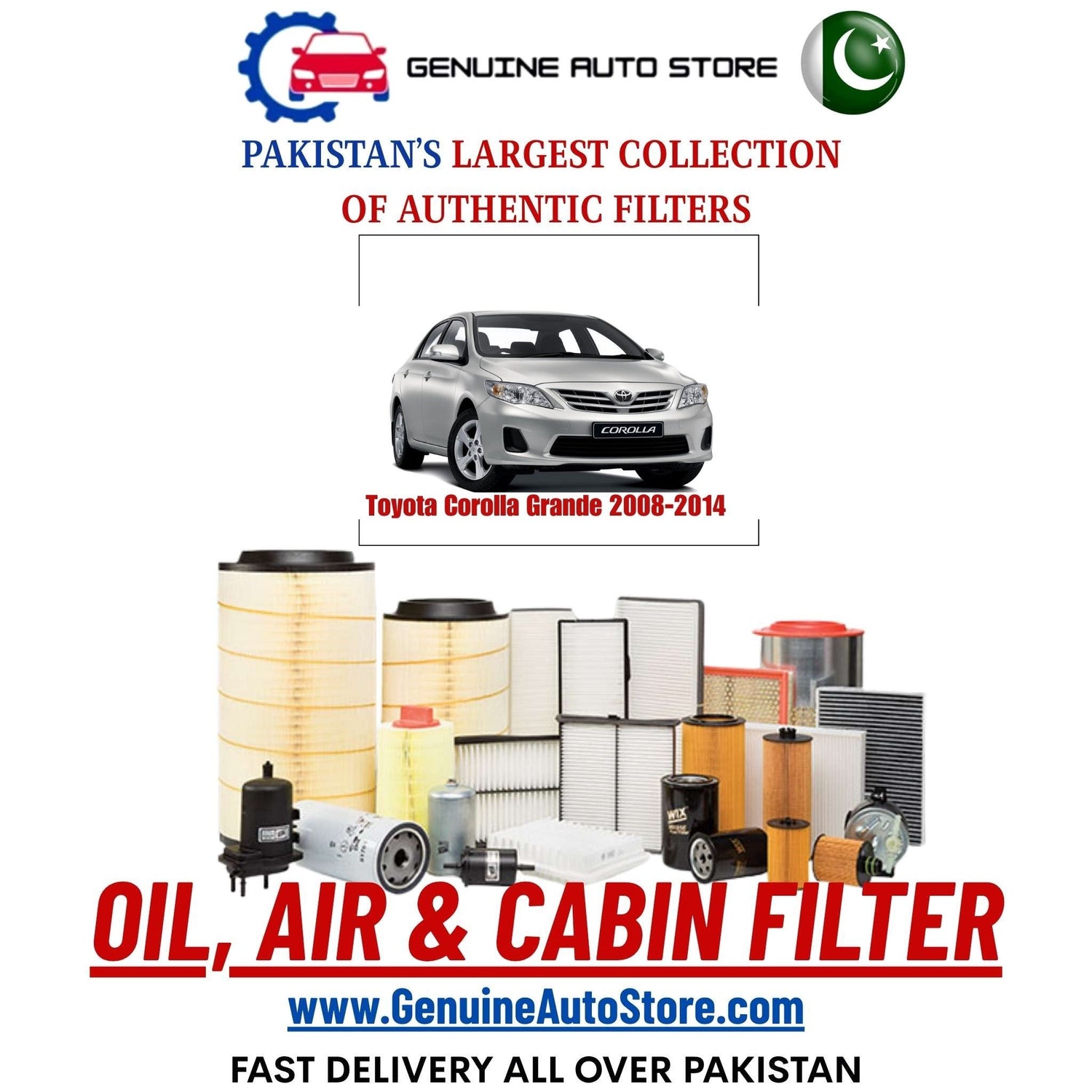 Genuine Toyota Corolla Grande 2008–2014 Filters in Pakistan – Genuine Auto Store