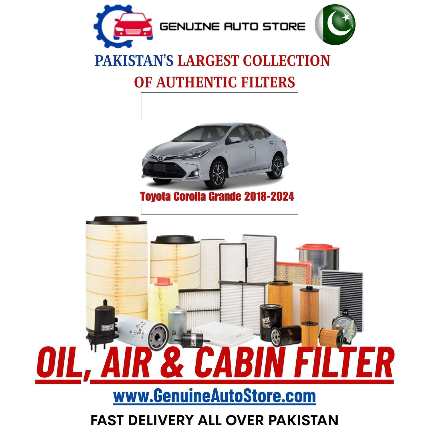Genuine Toyota Corolla Grande 2018–2024 Filters in Pakistan – Genuine Auto Store