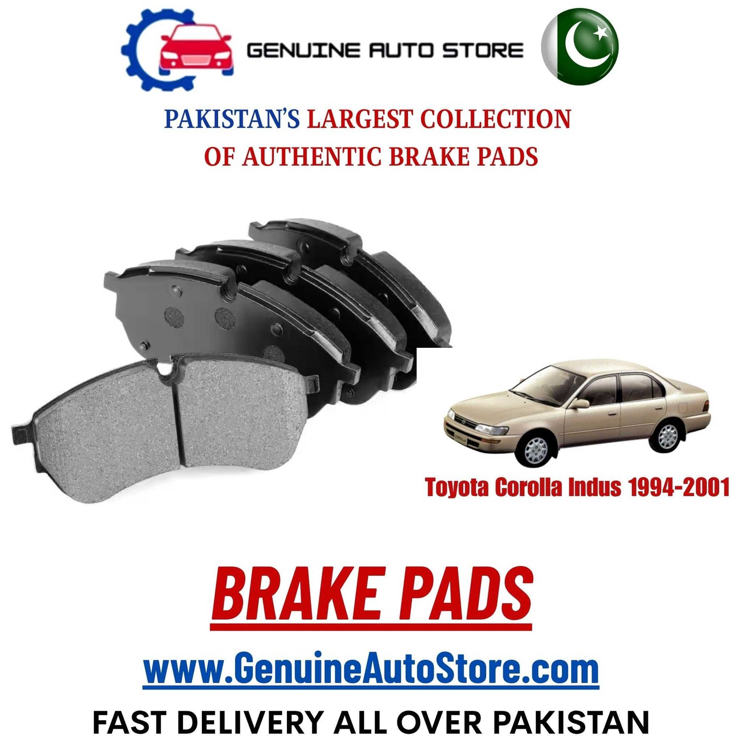 Genuine Toyota Corolla Indus 1994–2001 Brake Pads in Pakistan – Genuine Auto Store