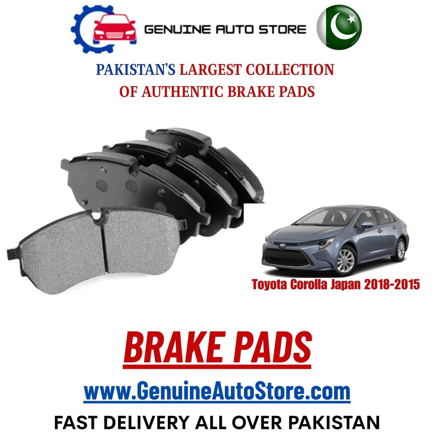 Genuine Toyota Corolla Japan 2018–2015 Brake Pads in Pakistan – Genuine Auto Store