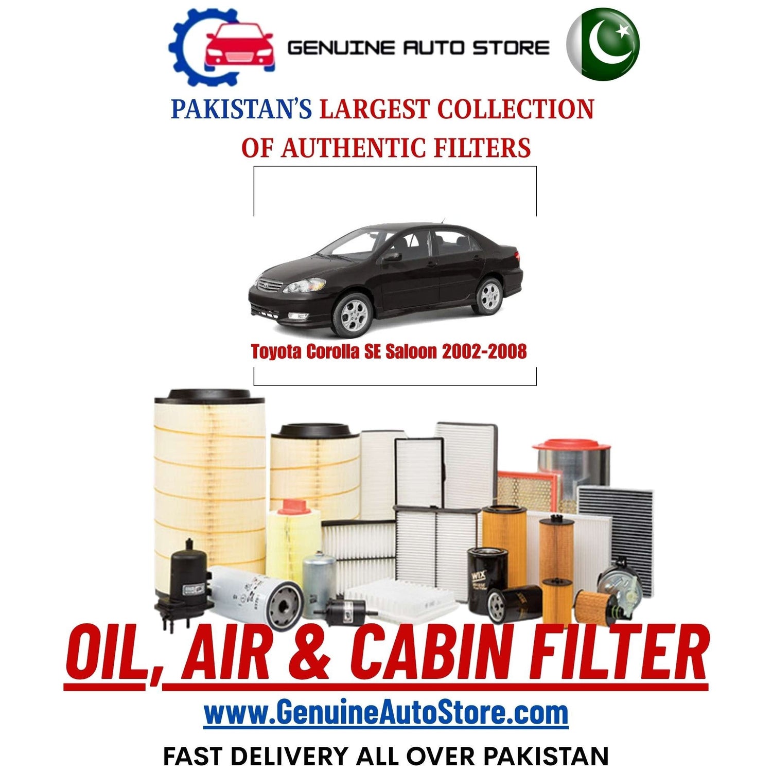 Genuine Toyota Corolla SE Saloon 2002–2008 Filters in Pakistan – Genuine Auto Store