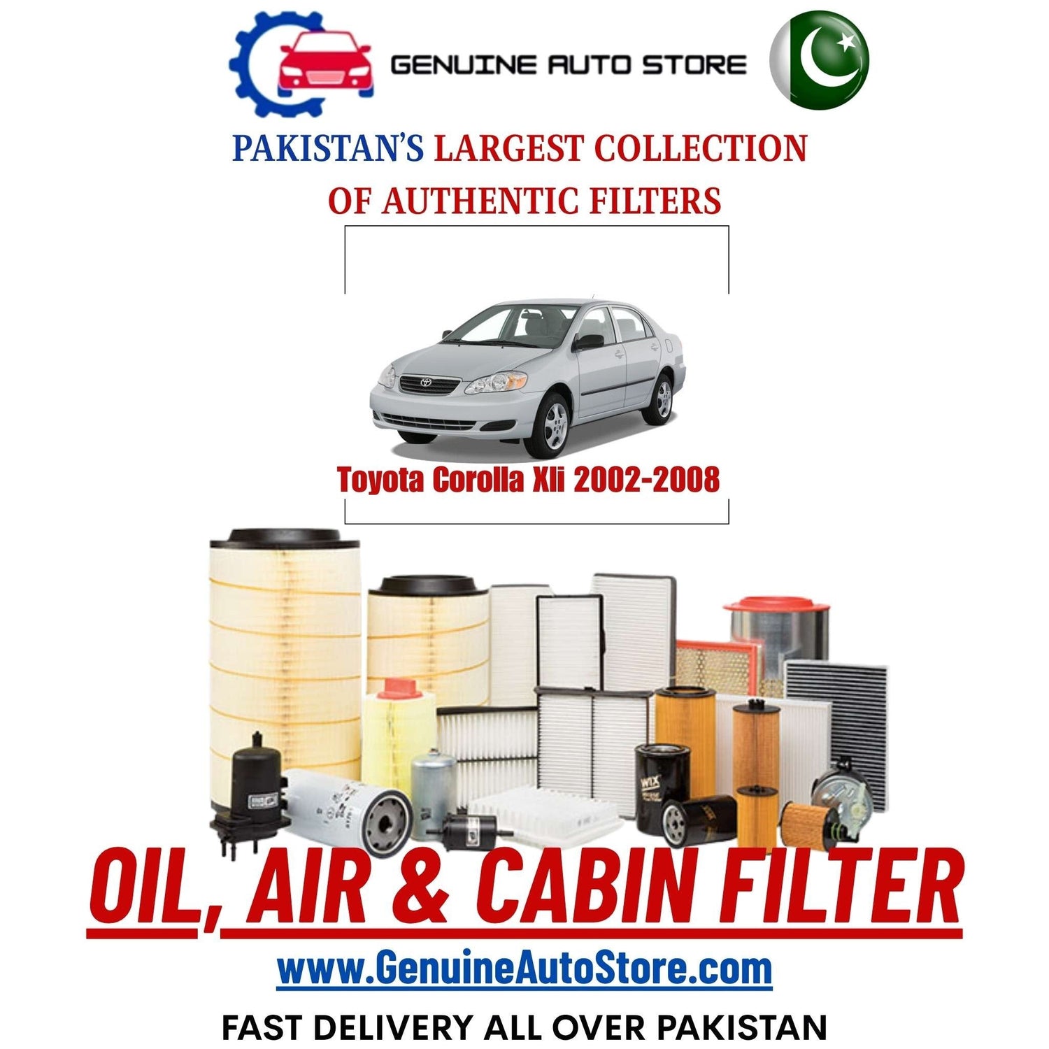 Genuine Toyota Corolla Xli 2002–2008 Filters in Pakistan – Genuine Auto Store