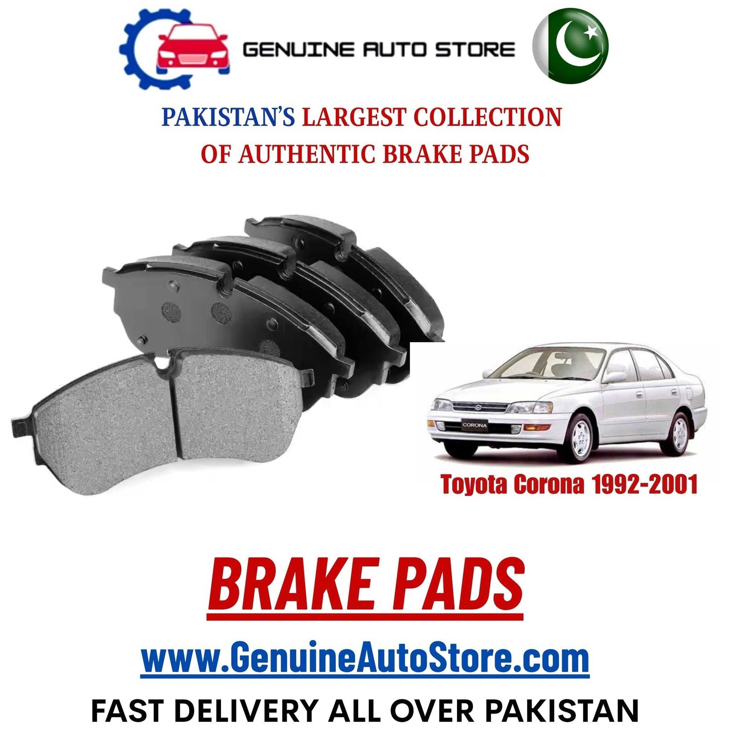 Genuine Toyota Corona 1992–2001 Brake Pads in Pakistan – Genuine Auto Store