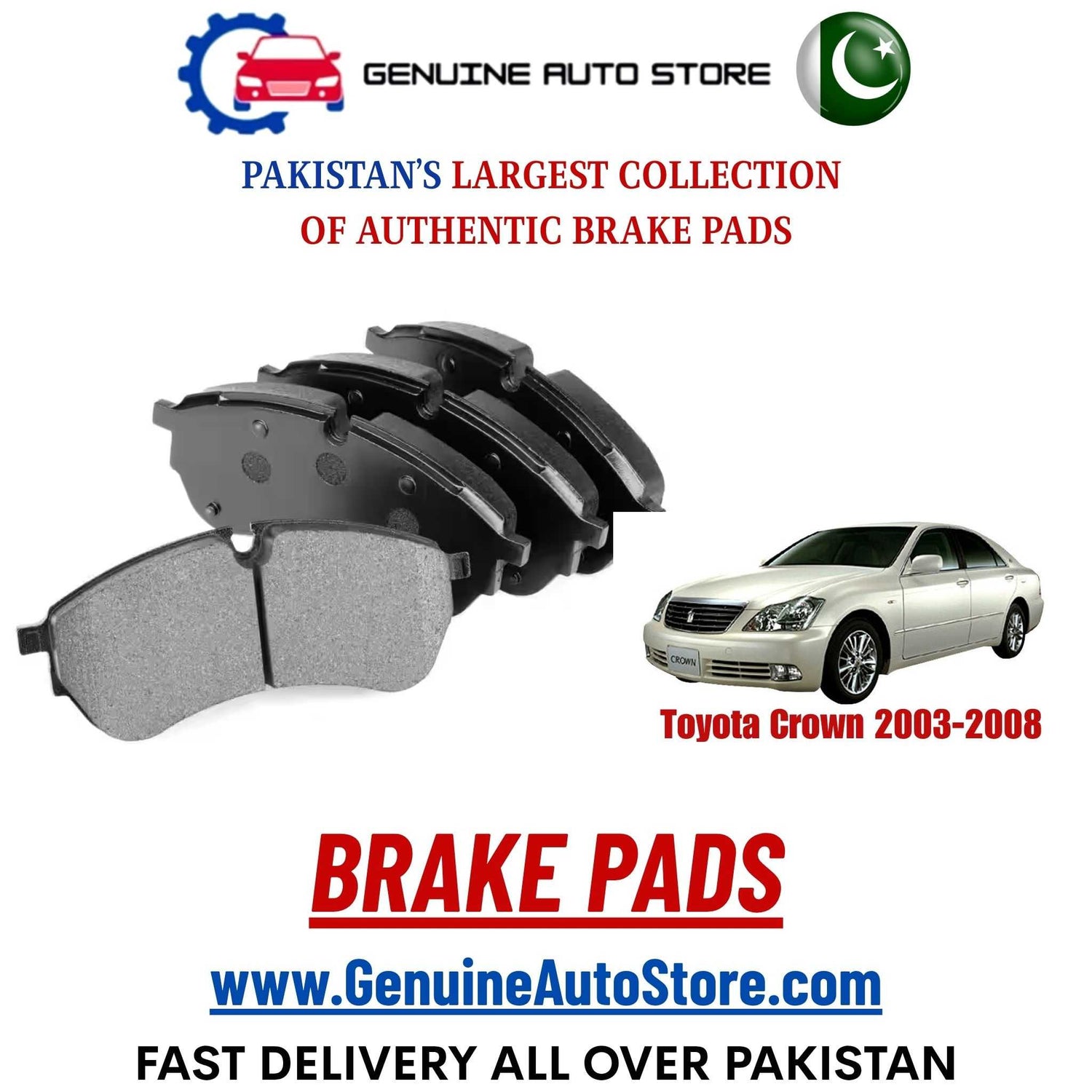 Genuine Toyota Crown 2003–2008 Brake Pads in Pakistan – Genuine Auto Store