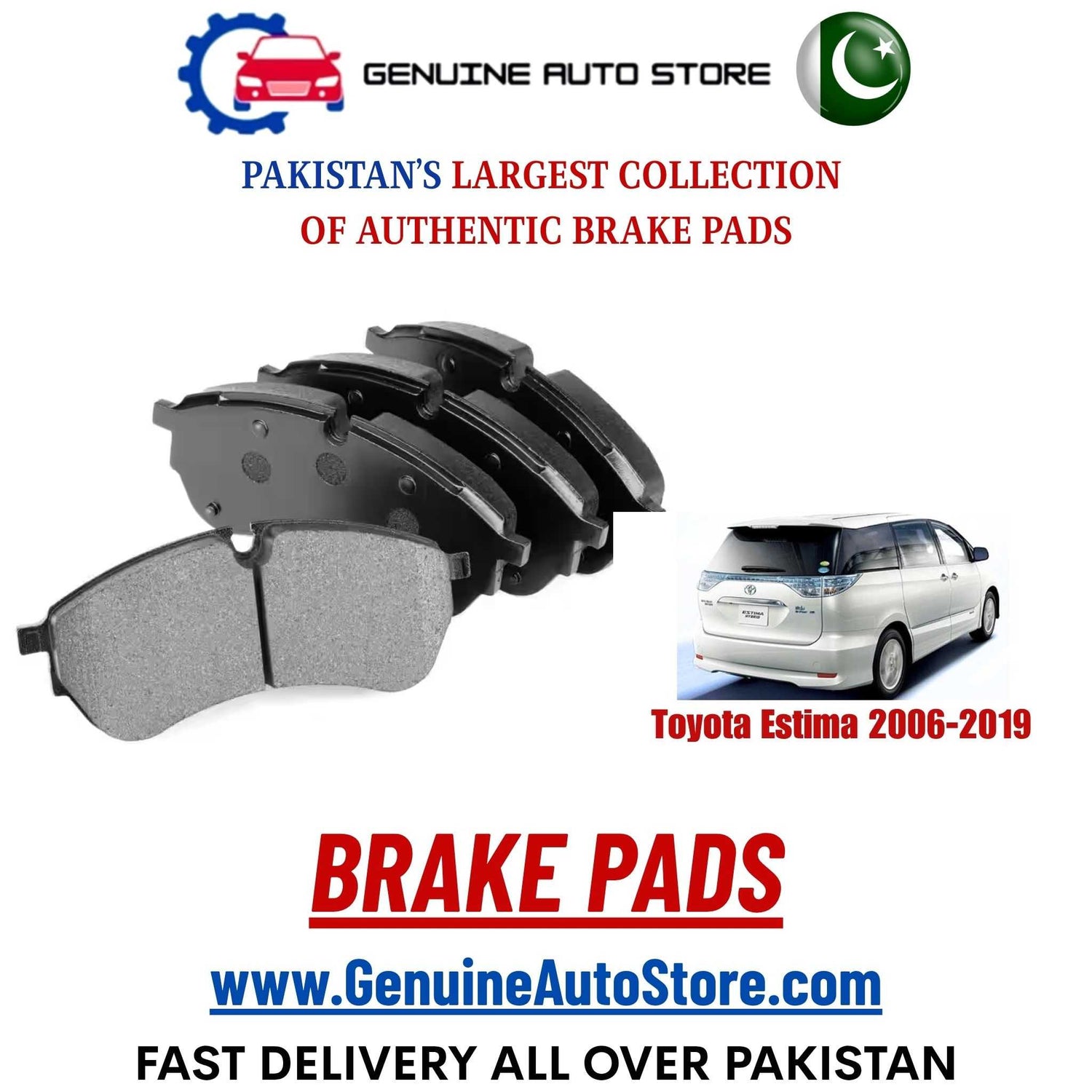 Genuine Toyota Estima 2006–2019 Brake Pads in Pakistan – Genuine Auto Store