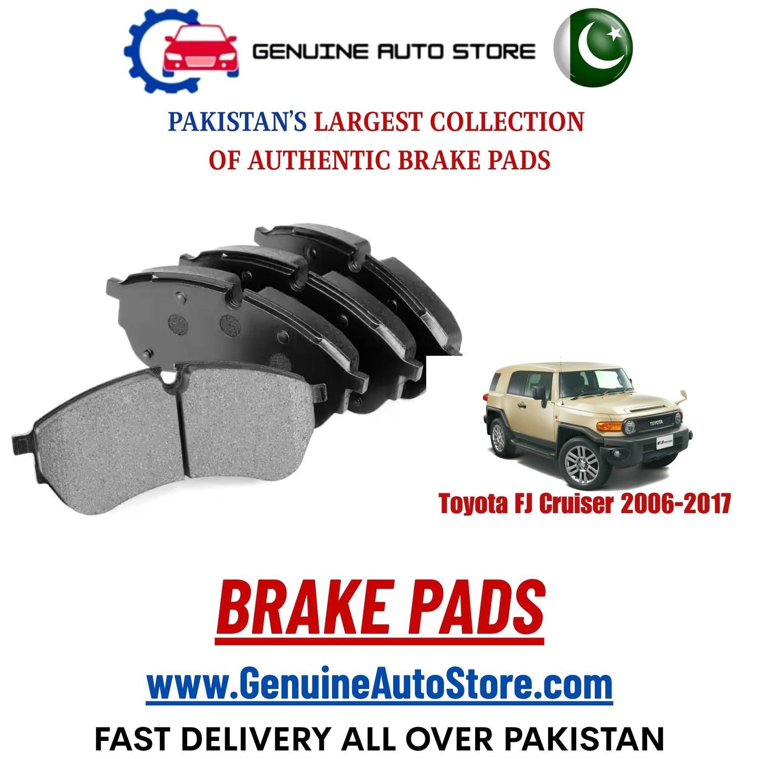 Genuine Toyota FJ Cruiser 2006–2017 Brake Pads in Pakistan – Genuine Auto Store