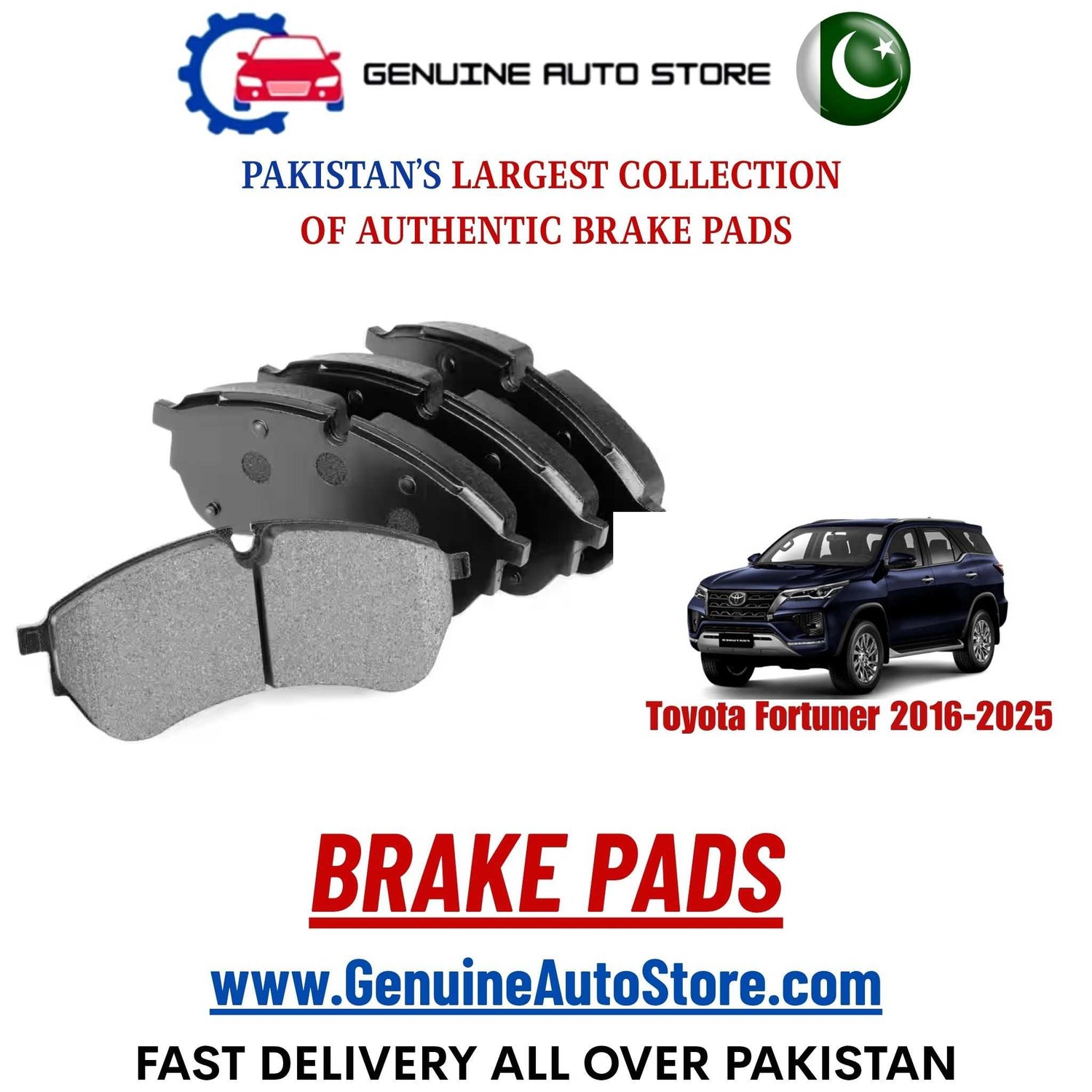 Genuine Toyota Fortuner 2016–2025 Brake Pads in Pakistan – Genuine Auto Store