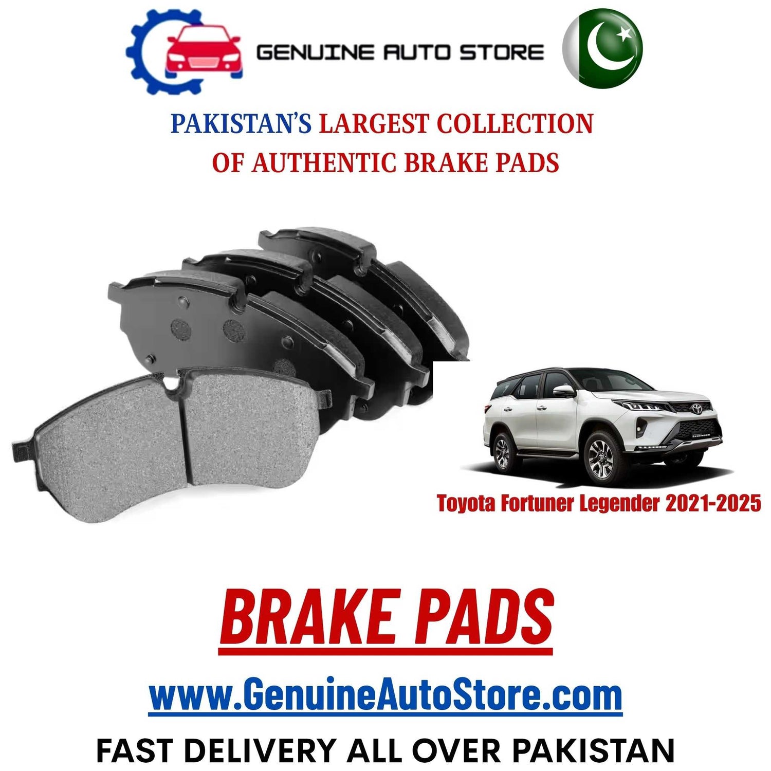 Genuine Toyota Fortuner Legender 2021–2025 Brake Pads in Pakistan – Genuine Auto Store