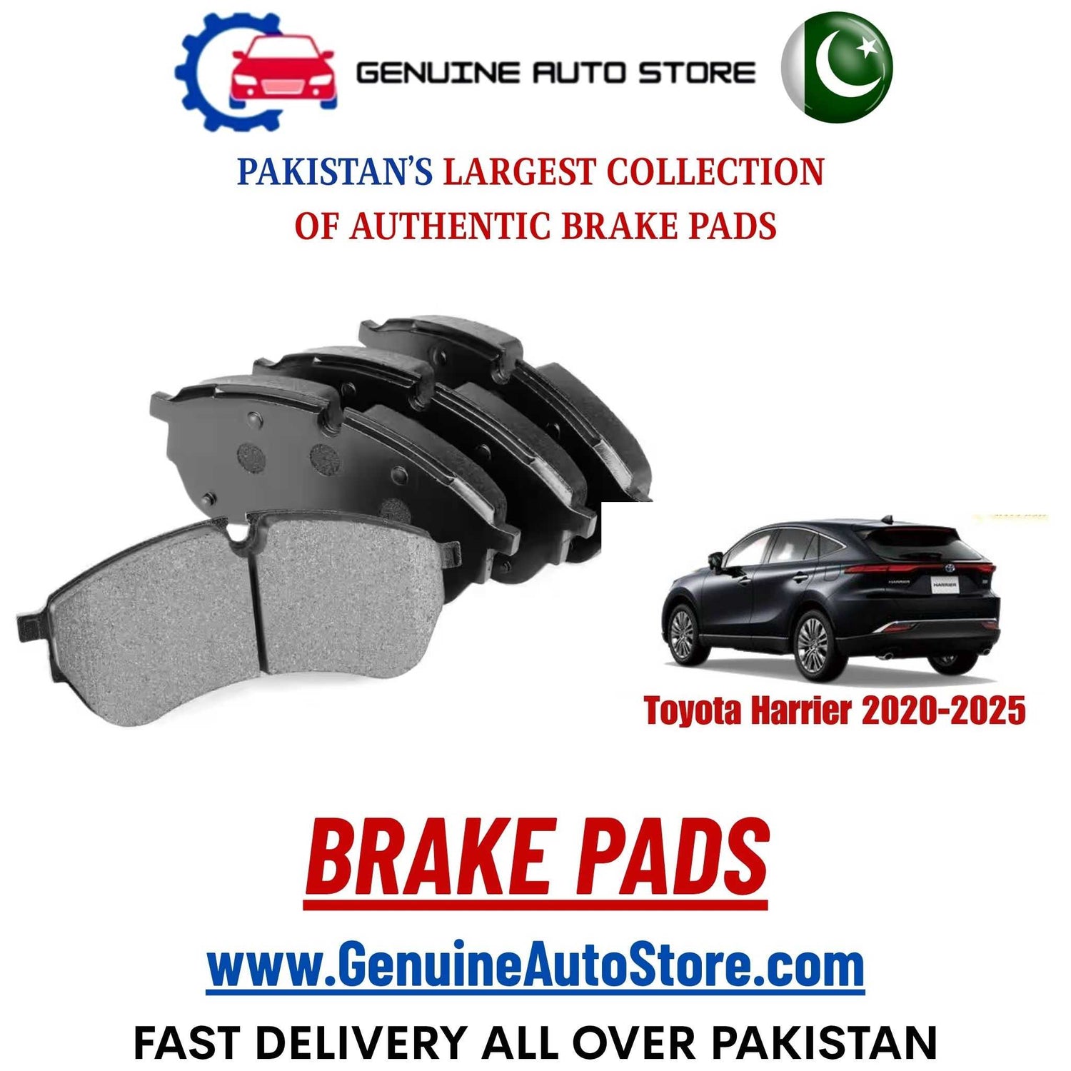 Genuine Toyota Harrier 2020–2025 Brake Pads in Pakistan – Genuine Auto Store