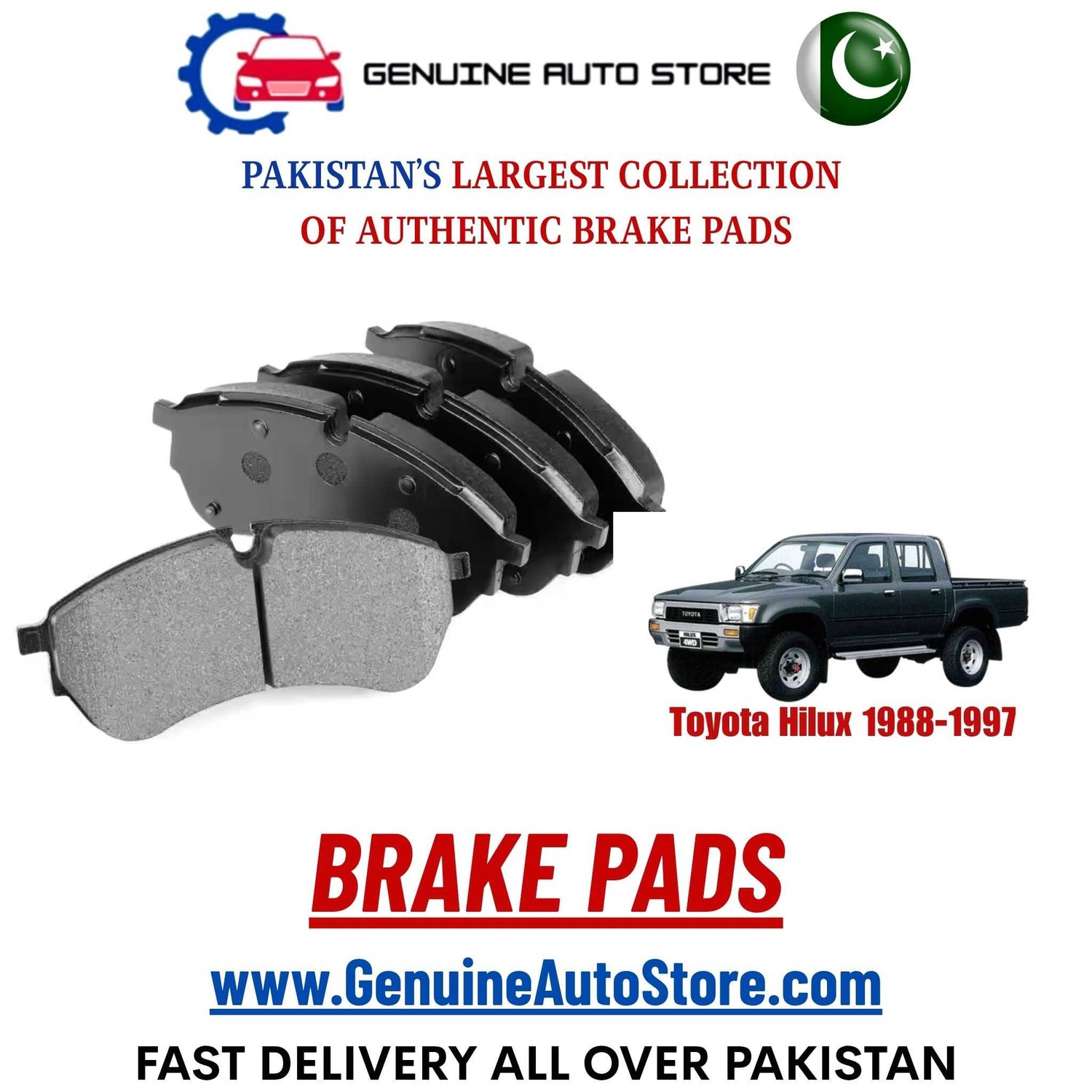 Genuine Toyota Hilux 1988–1997 Brake Pads in Pakistan – Genuine Auto Store