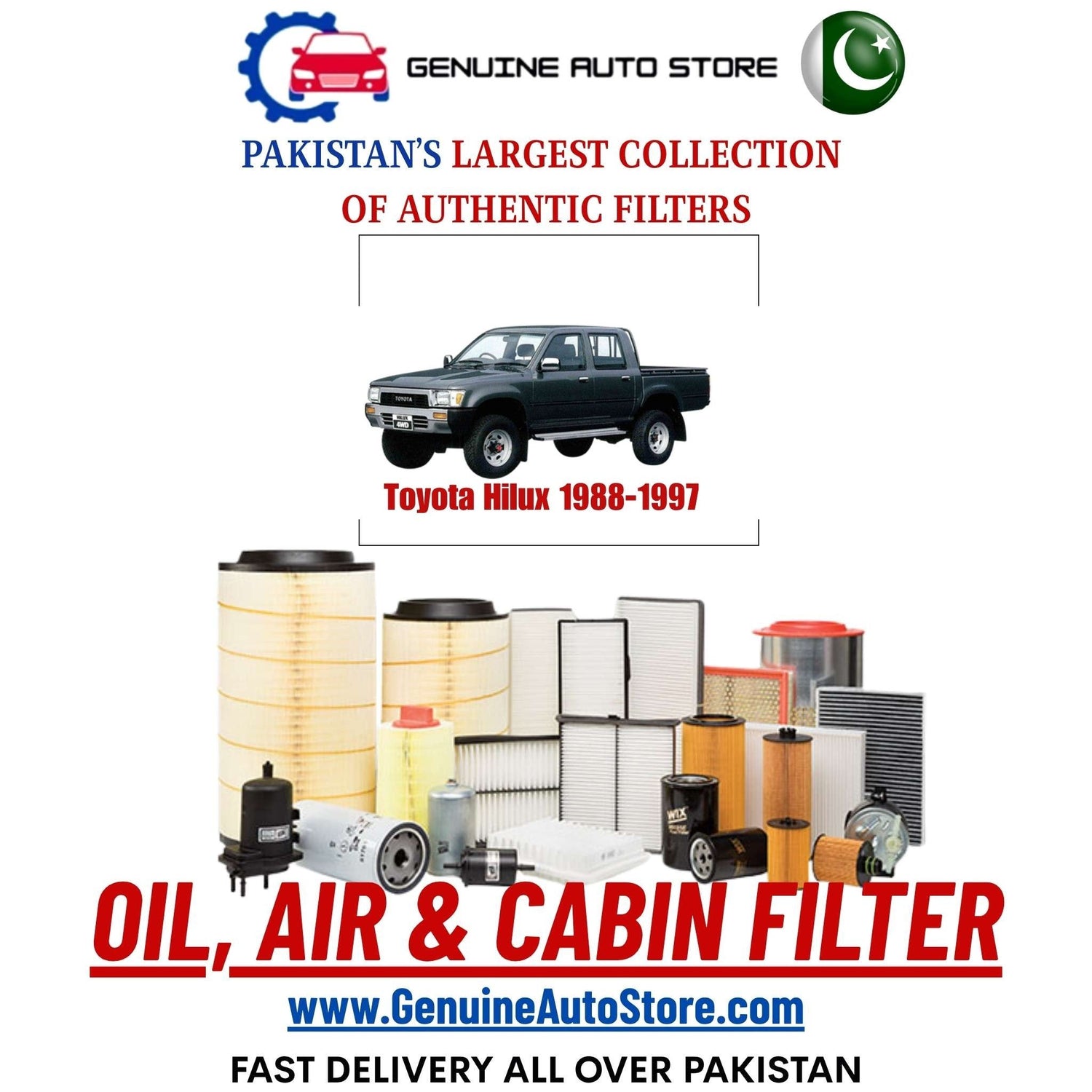 Genuine Toyota Hilux 1988–1997 Filters in Pakistan – Genuine Auto Store