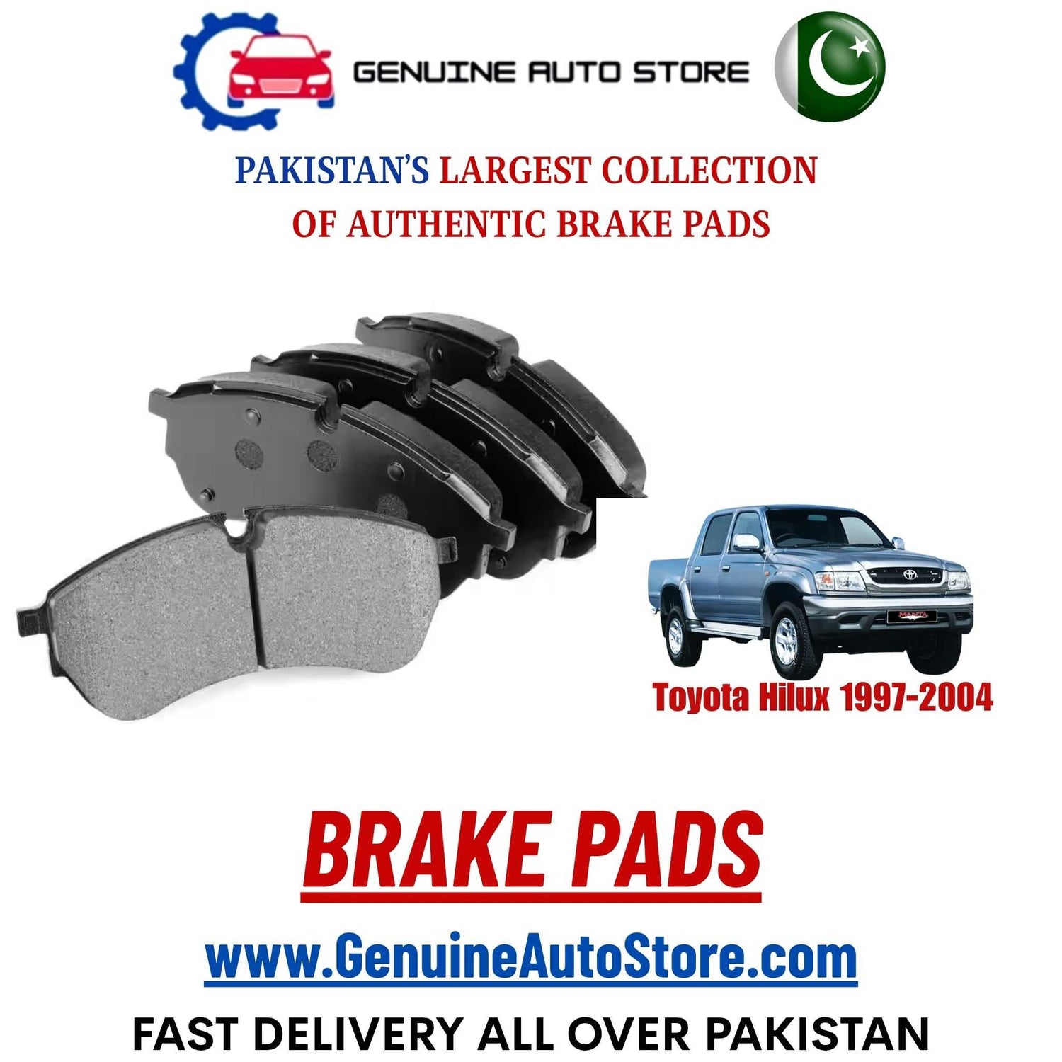 Genuine Toyota Hilux 1997–2004 Brake Pads in Pakistan – Genuine Auto Store