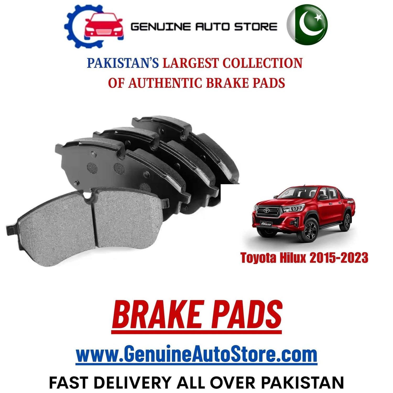 Genuine Toyota Hilux 2015–2023 Brake Pads in Pakistan – Genuine Auto Store