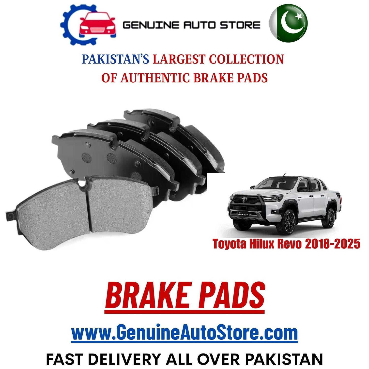 Genuine Toyota Hilux Revo 2018–2025 Brake Pads in Pakistan – Genuine Auto Store