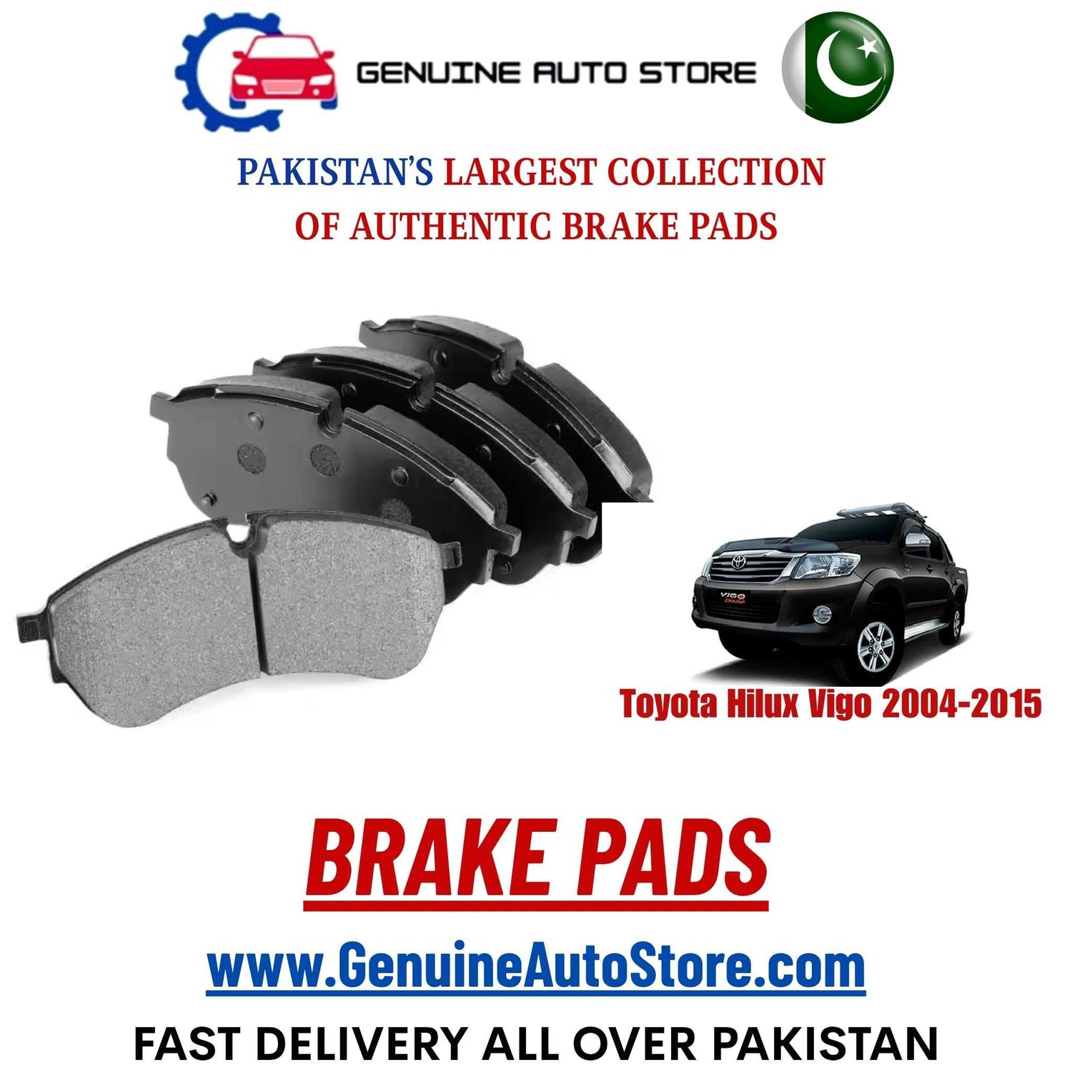 Genuine Toyota Hilux Vigo 2004–2015 Brake Pads in Pakistan – Genuine Auto Store