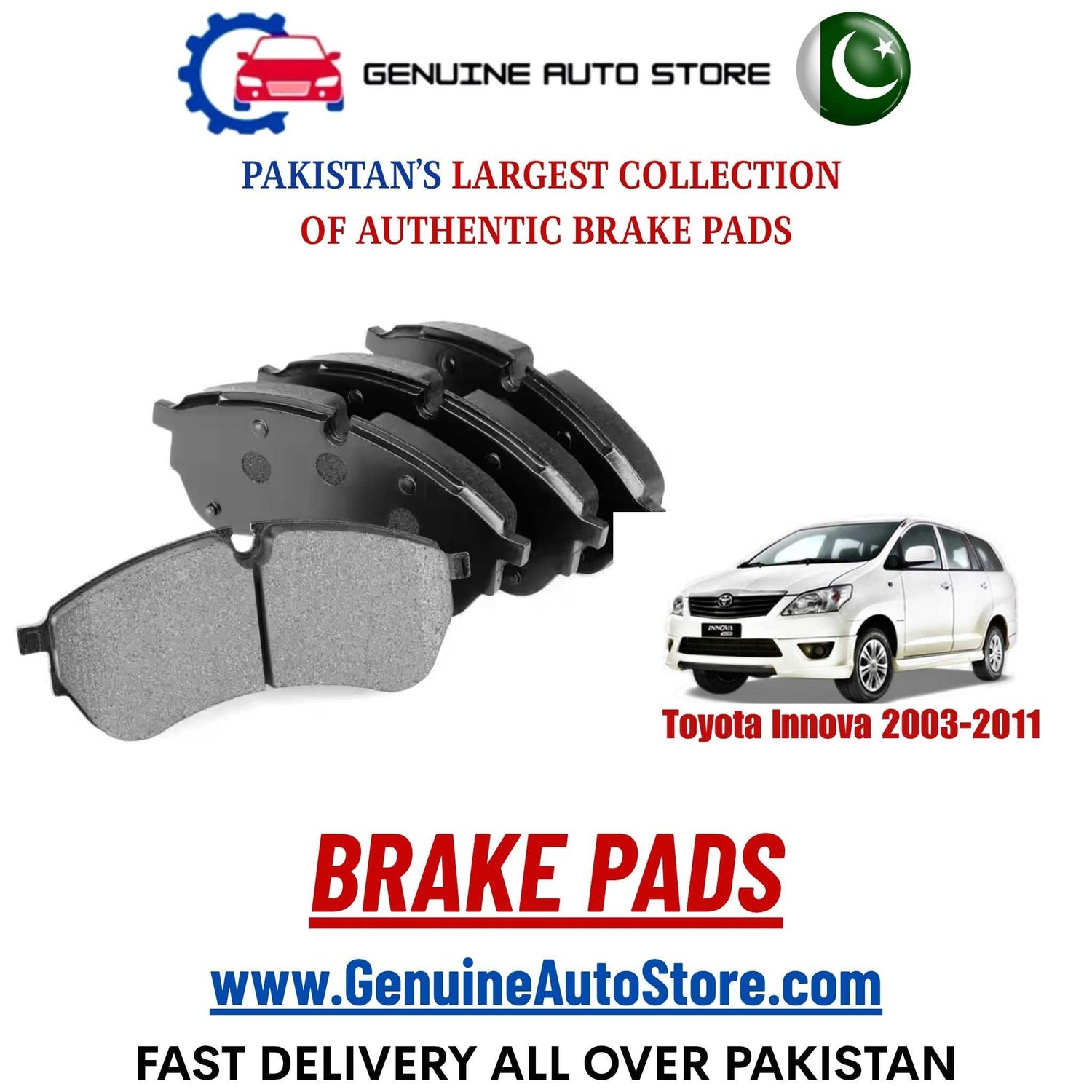 Genuine Toyota Innova 2003–2011 Brake Pads in Pakistan – Genuine Auto Store