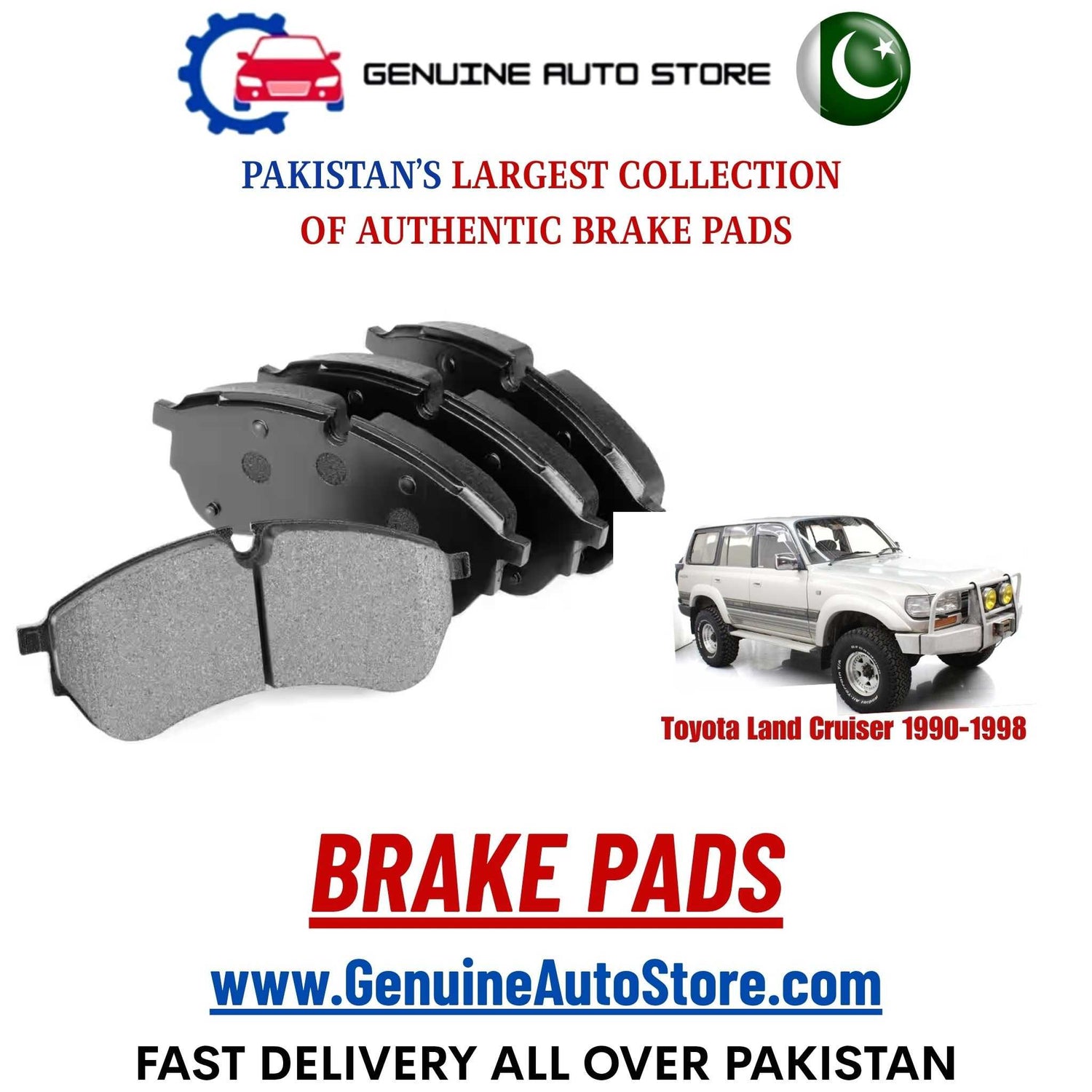 Genuine Toyota Land Cruiser 1990–1998 Brake Pads in Pakistan – Genuine Auto Store