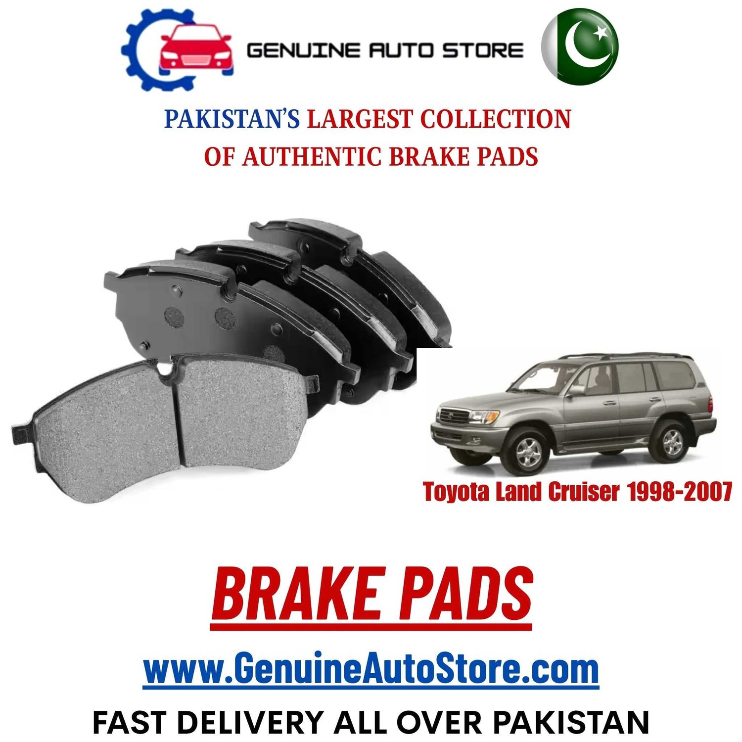 Genuine Toyota Land Cruiser 1998–2007 Brake Pads in Pakistan – Genuine Auto Store