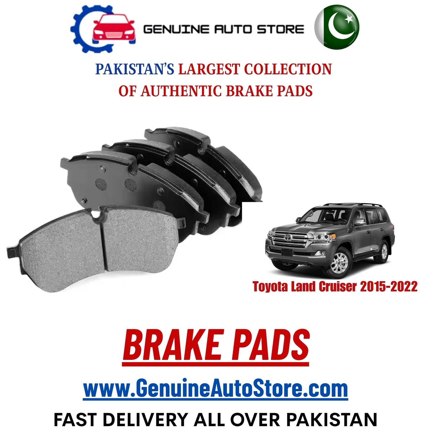 Genuine Toyota Land Cruiser 2015–2022 Brake Pads in Pakistan – Genuine Auto Store