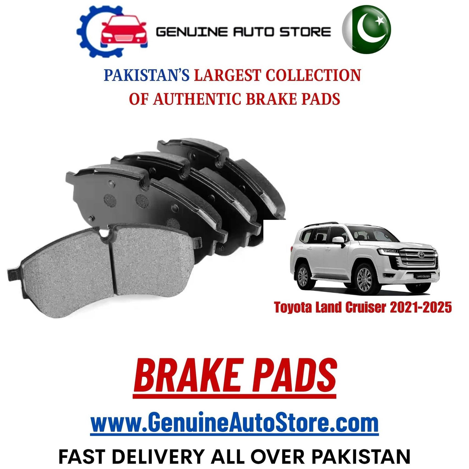 Genuine Toyota Land Cruiser 2021–2025 Brake Pads in Pakistan – Genuine Auto Store