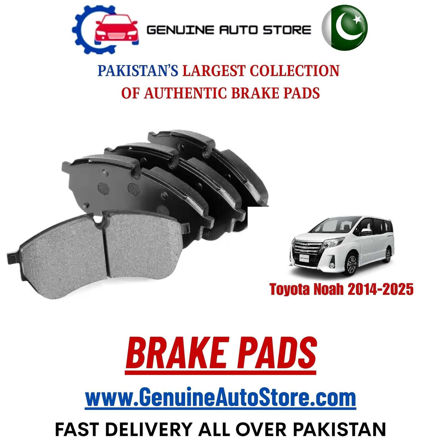 Genuine Toyota Noah 2014–2025 Brake Pads in Pakistan – Genuine Auto Store
