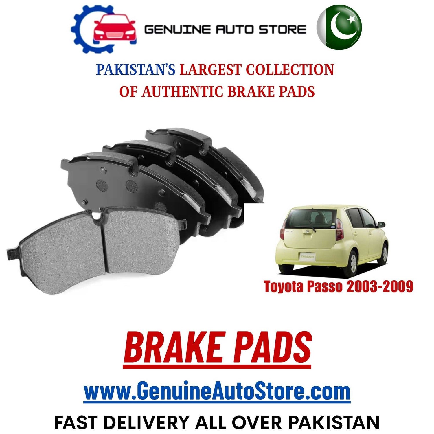 Genuine Toyota Passo 2003–2009 Brake Pads in Pakistan – Genuine Auto Store