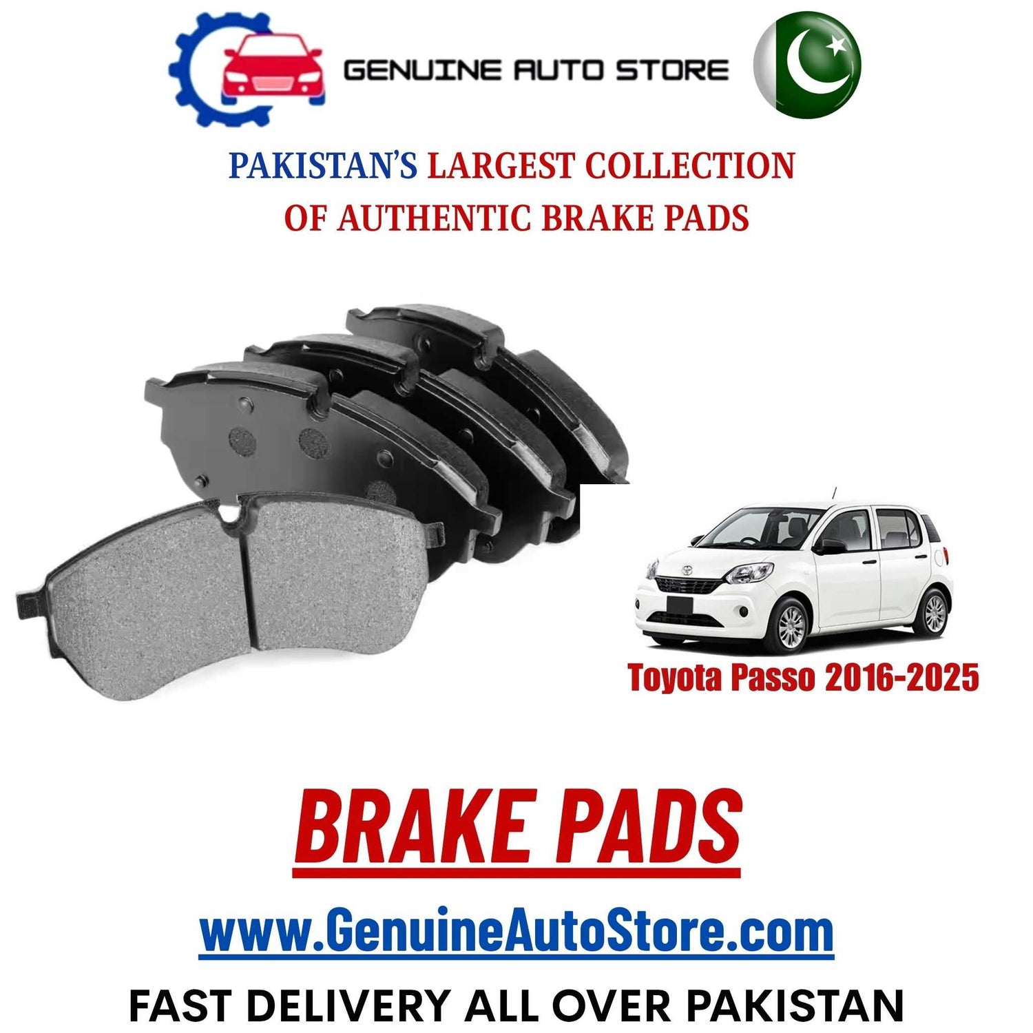 Genuine Toyota Passo 2016–2025 Brake Pads in Pakistan – Genuine Auto Store