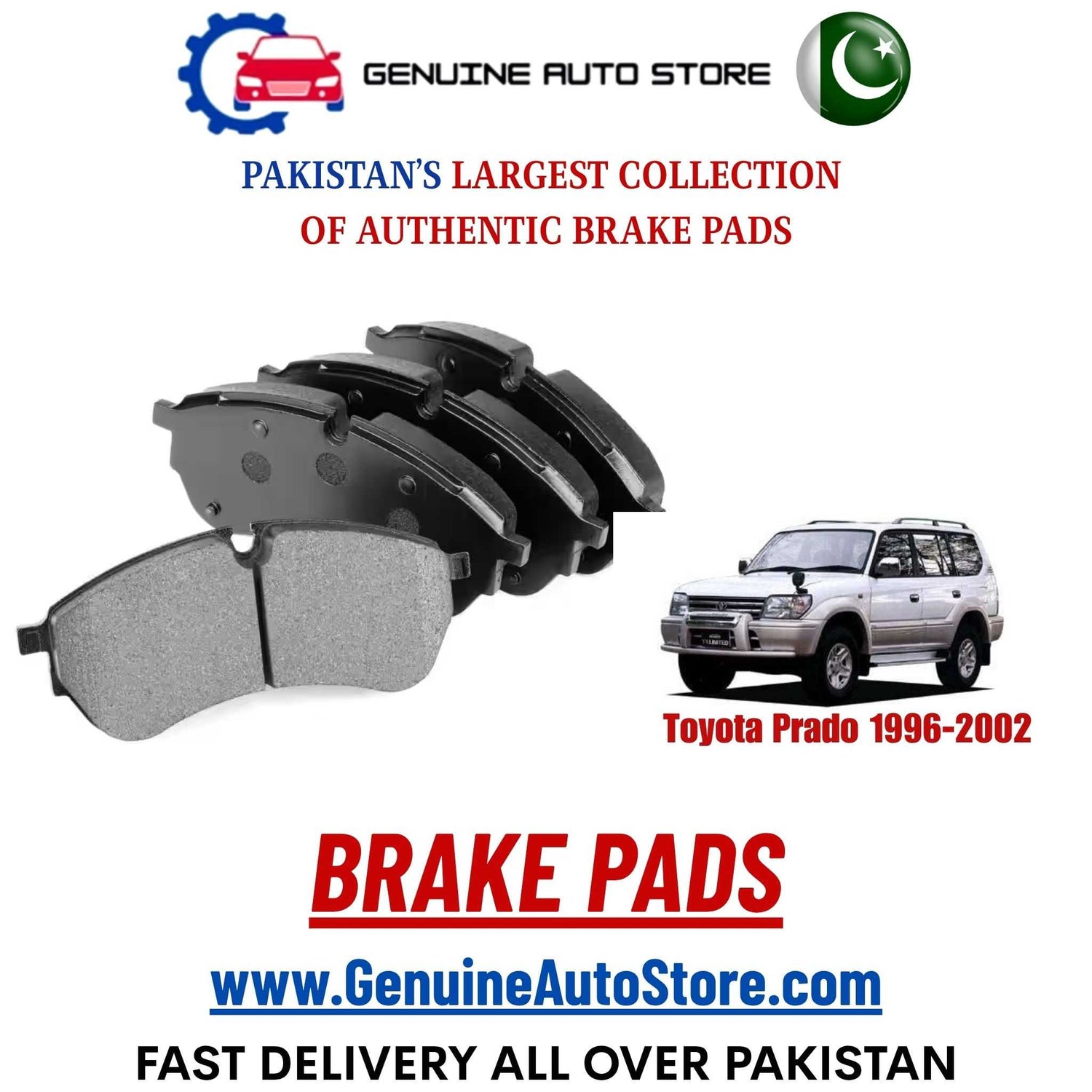 Genuine Toyota Prado 1996–2002 Brake Pads in Pakistan – Genuine Auto Store