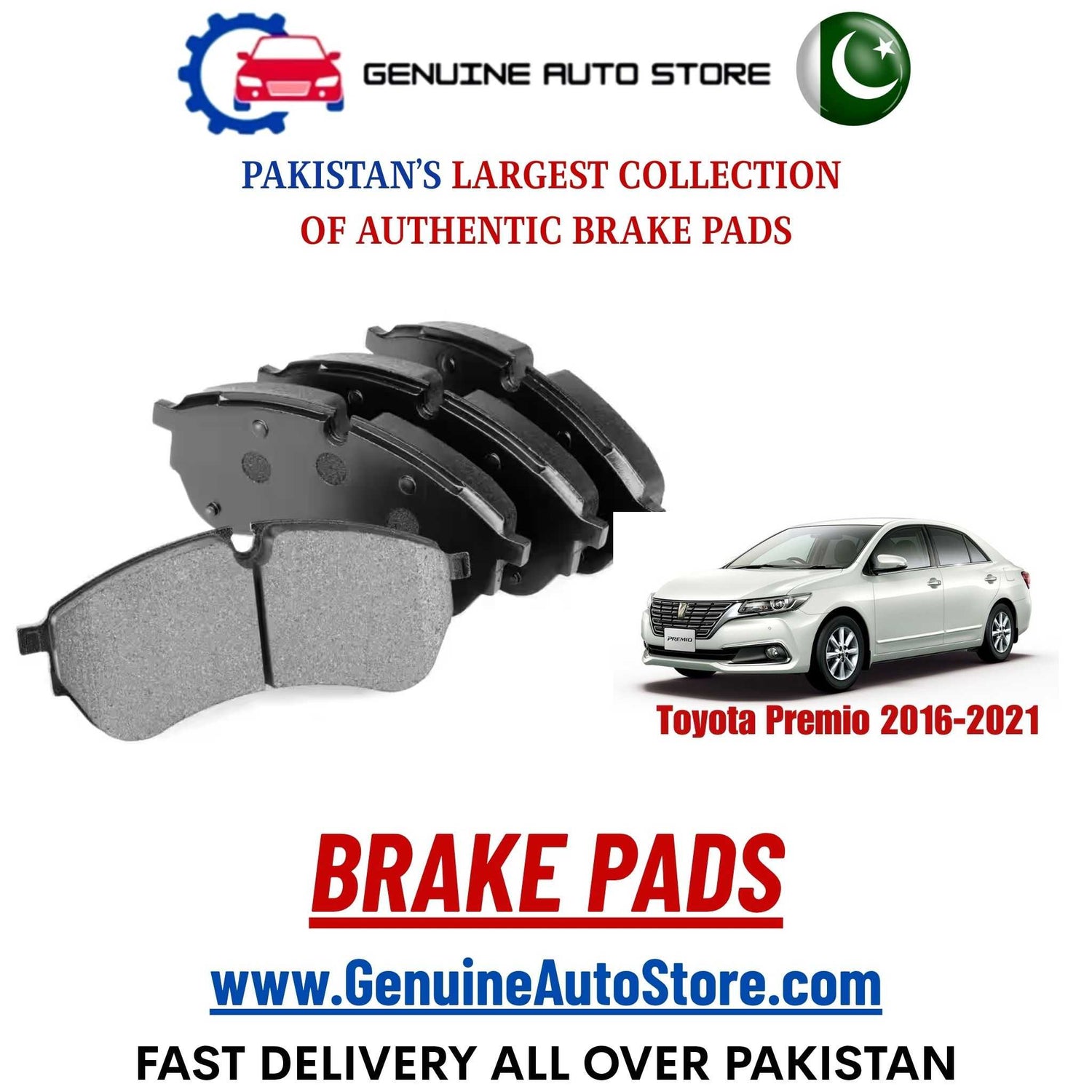Genuine Toyota Premio 2016–2021 Brake Pads in Pakistan – Genuine Auto Store