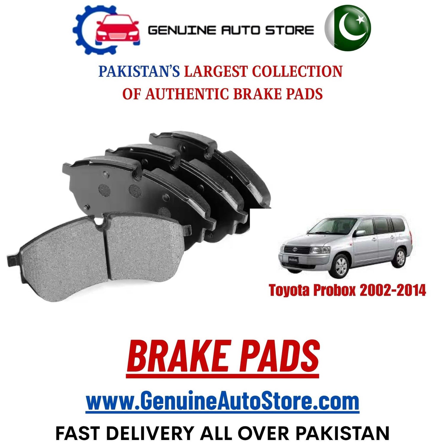 Genuine Toyota Probox 2002–2014 Brake Pads in Pakistan – Genuine Auto Store