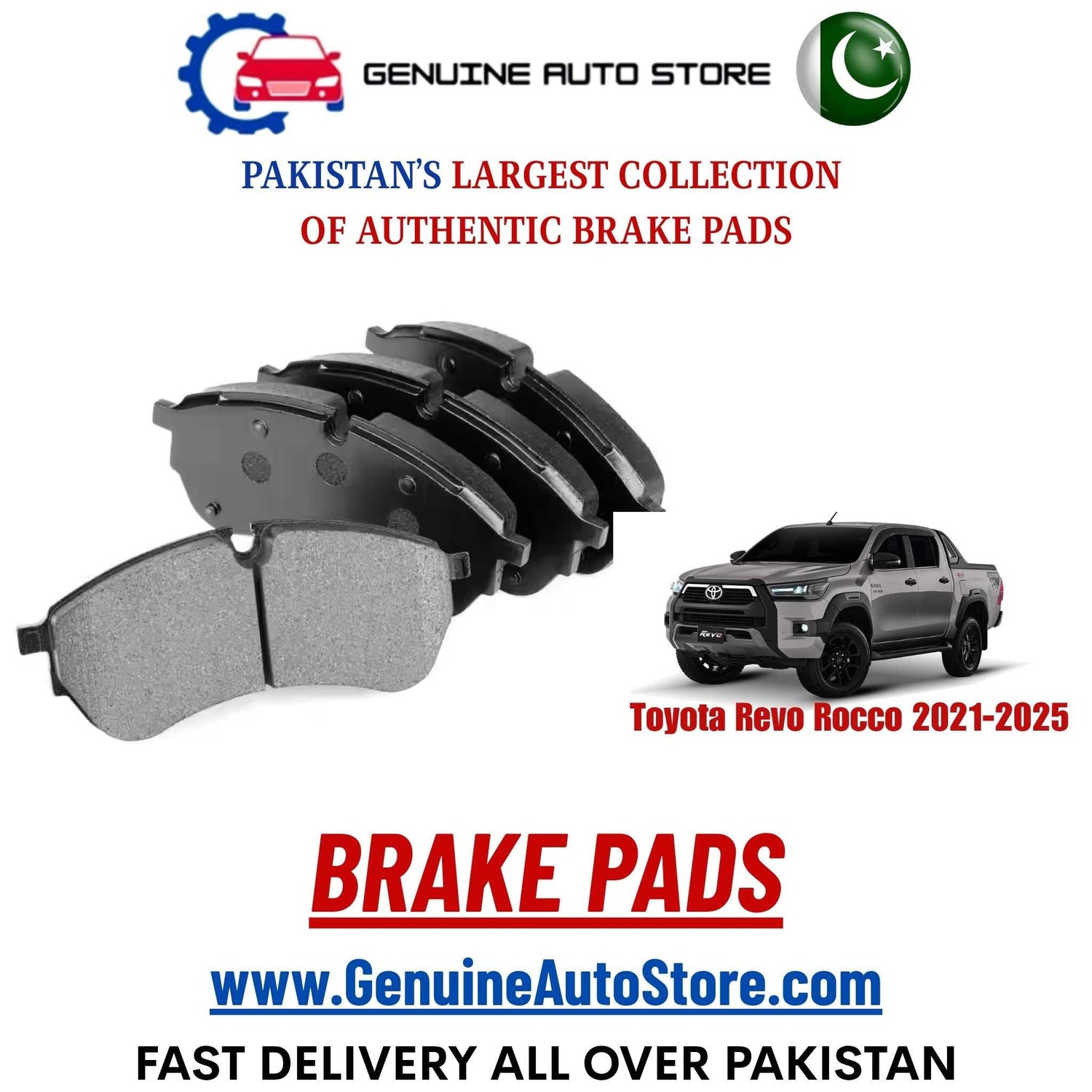 Genuine Toyota Revo Rocco 2021–2025 Brake Pads in Pakistan – Genuine Auto Store