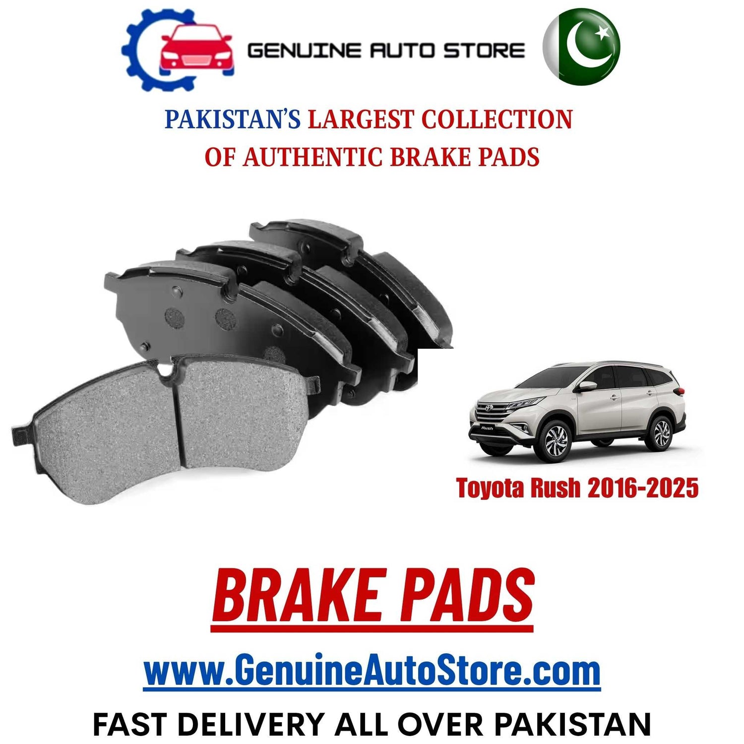 Genuine Toyota Rush 2016–2025 Brake Pads in Pakistan – Genuine Auto Store