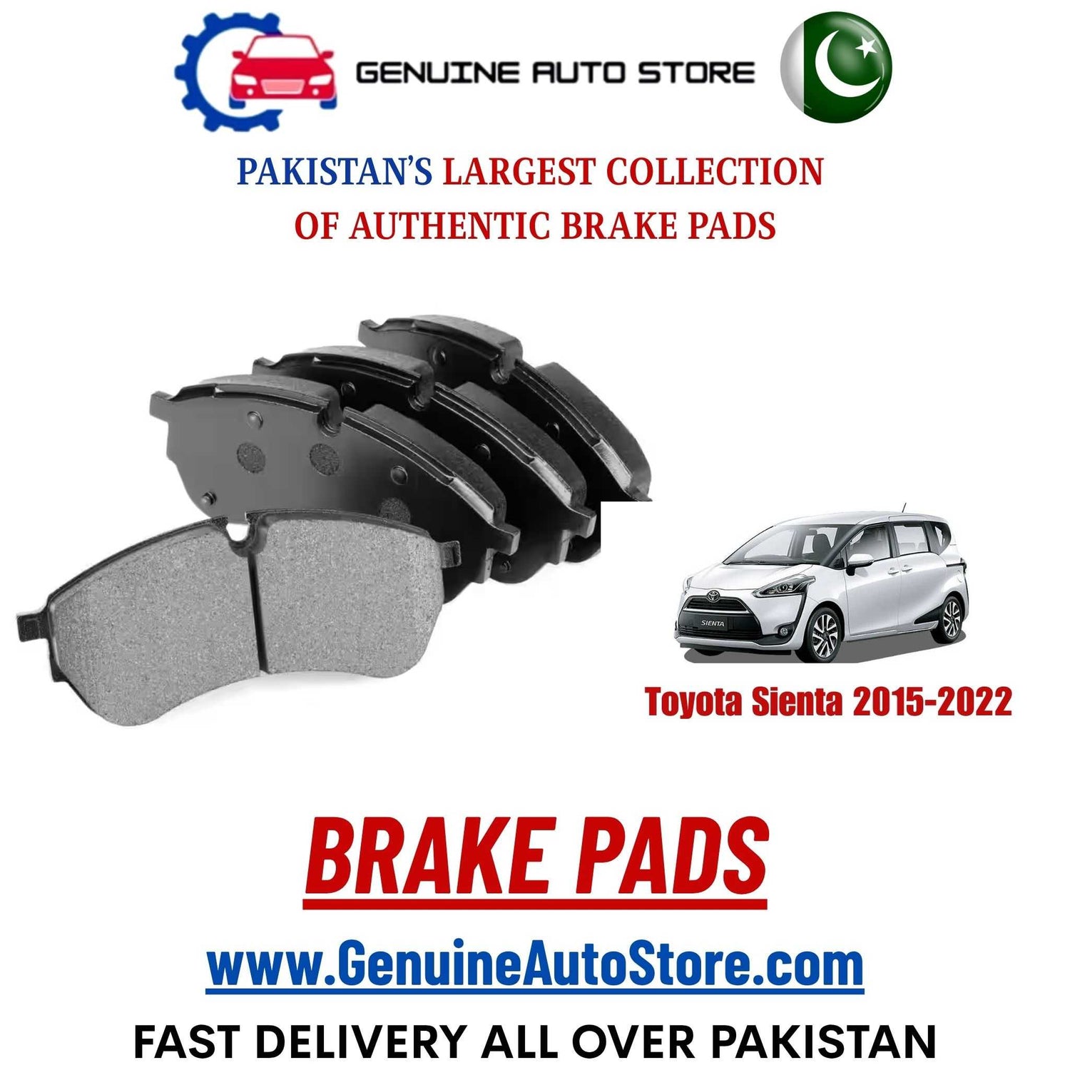Genuine Toyota Sienta 2015–2022 Brake Pads in Pakistan – Genuine Auto Store